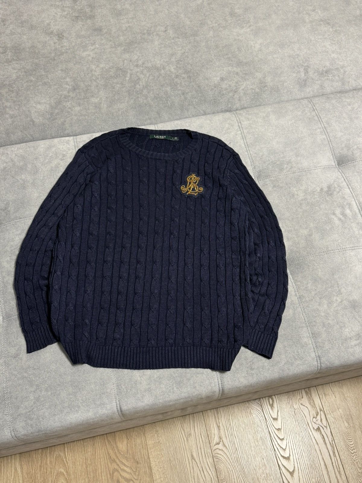 Polo Ralph Lauren × Vintage Vintage Polo Ralph Lauren cable knit sweater navy S M size Size US M / EU 48-50 / 2 - 4 Thumbnail