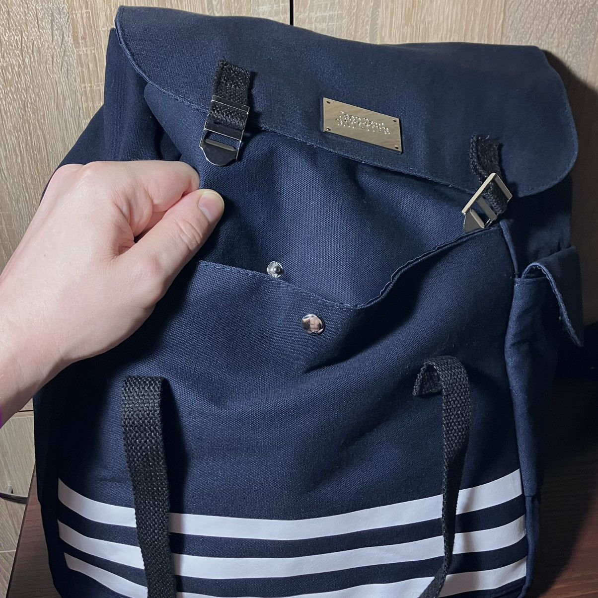 Jean Paul Gaultier JEAN PAUL GAULTIER Navy Blue Cotton Backpack City/Travel Bag Size ONE SIZE - 2 Thumbnail