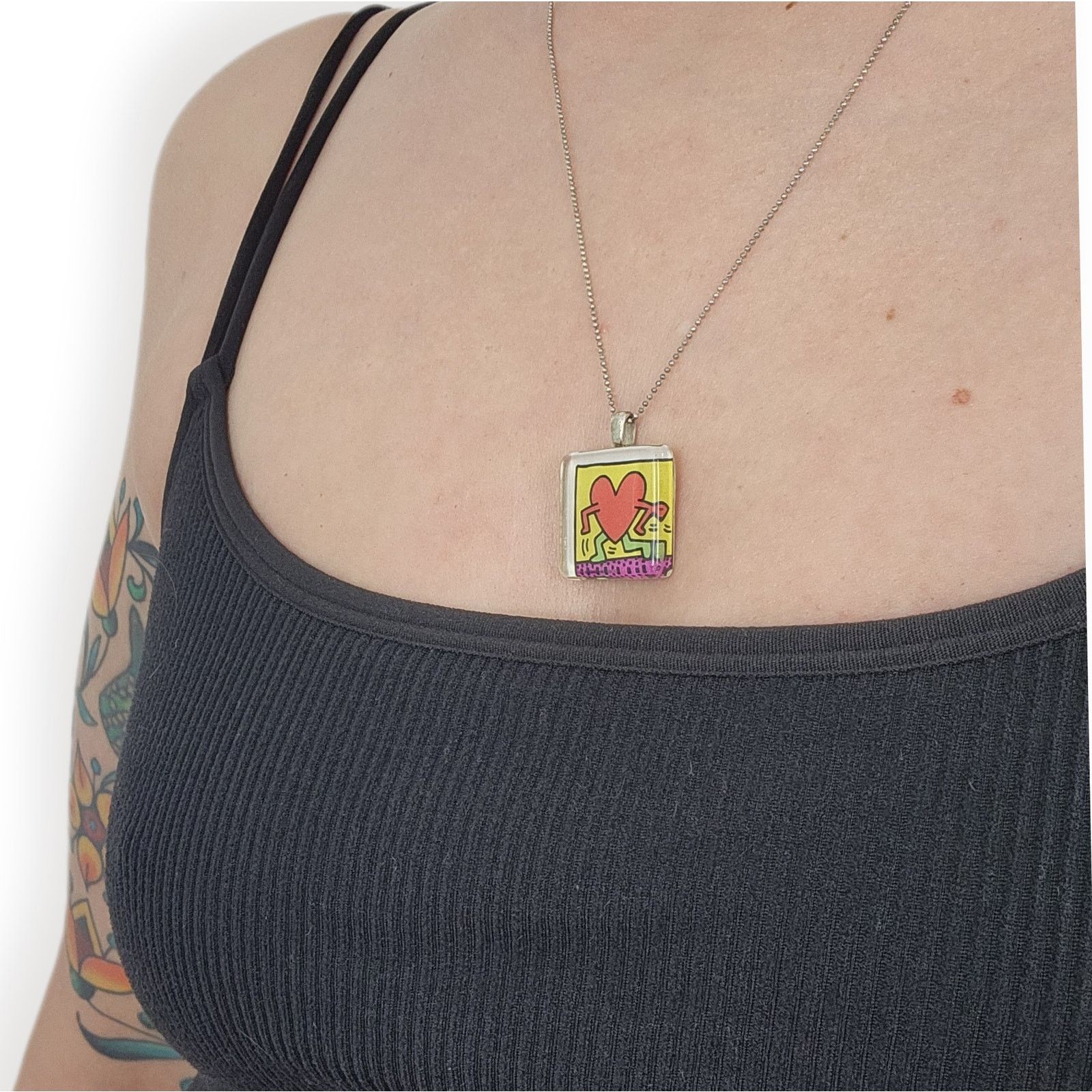 Keith Haring Vintage Sterling Silver Silver Keith Haring Heart Necklace Size ONE SIZE - 1 Thumbnail