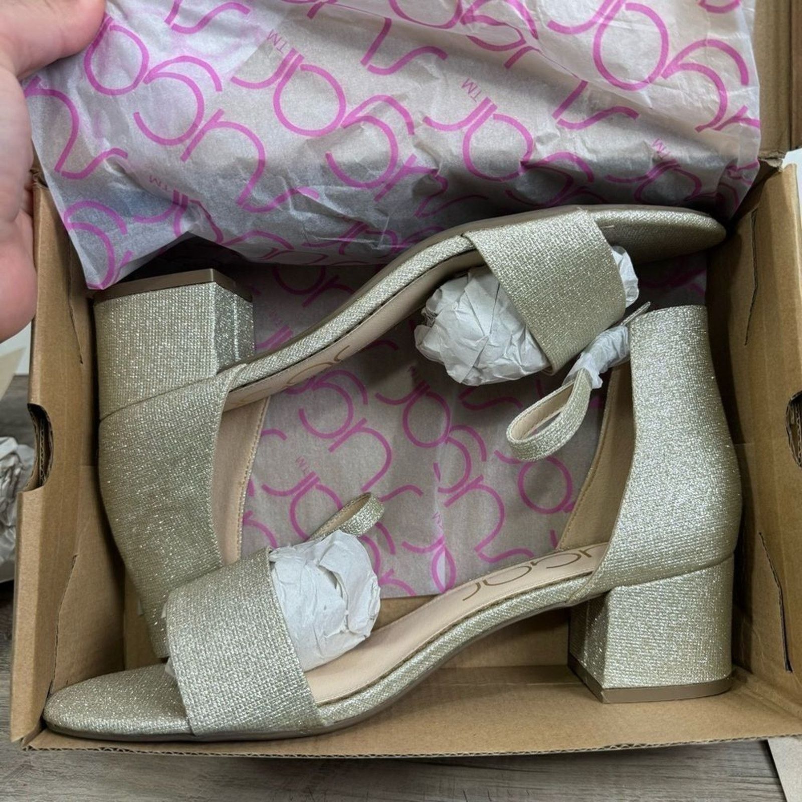 Sugar Sugar Women’s Sandals Size 11 Gold Block Heel NEW #1-CC Size US 11 / IT 41 - 9 Thumbnail