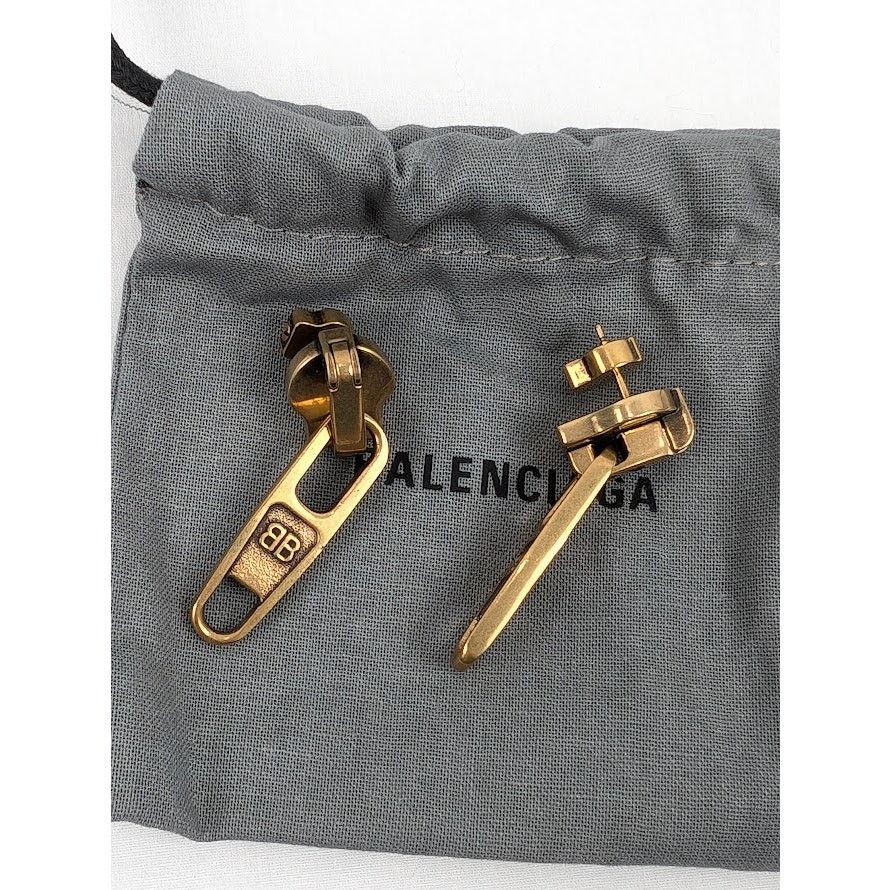 Balenciaga o1rshd1 Size: OS / Women's Zip Earrings Brass/Antique Gold Size ONE SIZE - 17 Thumbnail