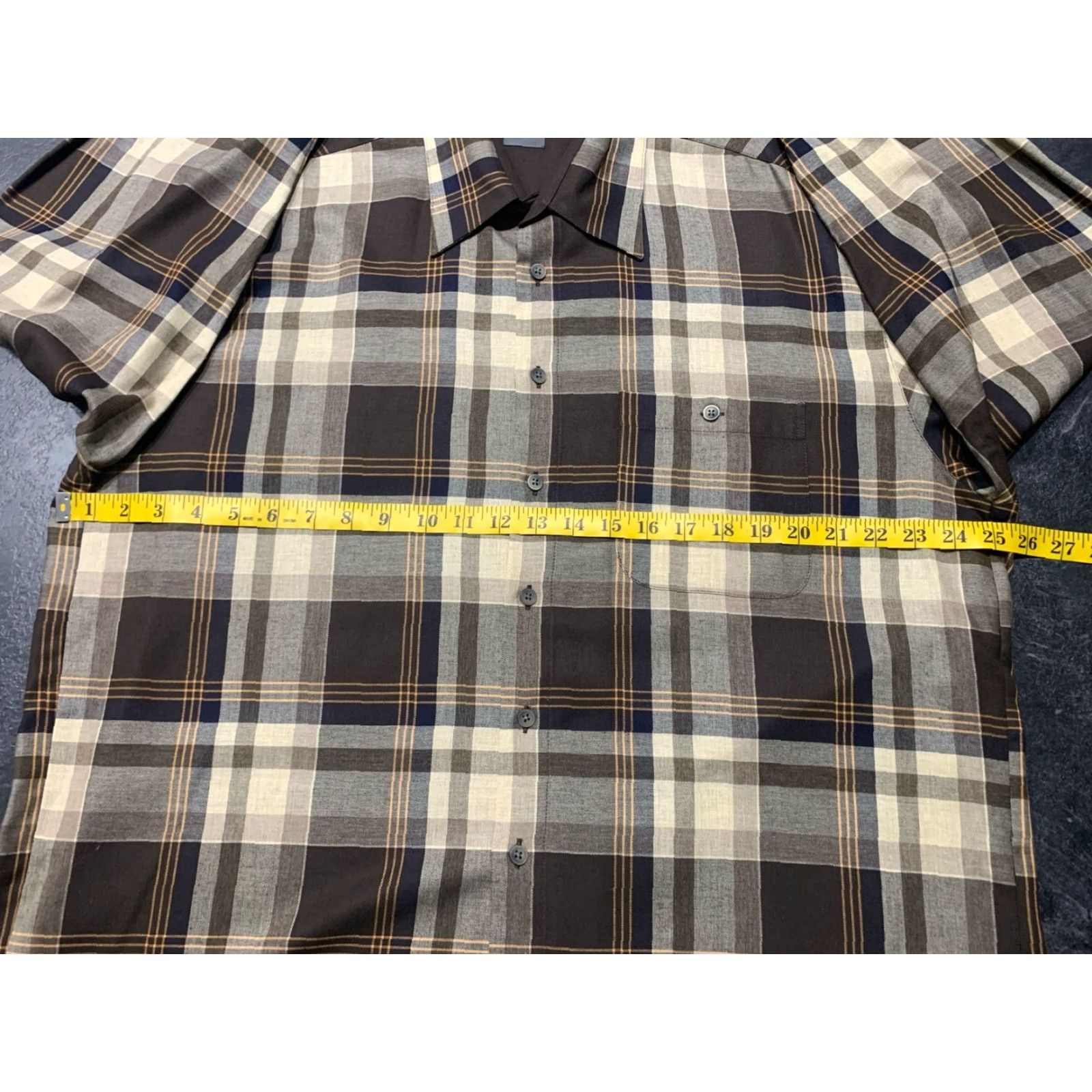 Vintage Haupt Men's Long Sleeve Button-Up Shirt XL Brown Beige Windowpane Plaid Casual Office Business Size US XL / EU 56 / 4 - 7 Thumbnail