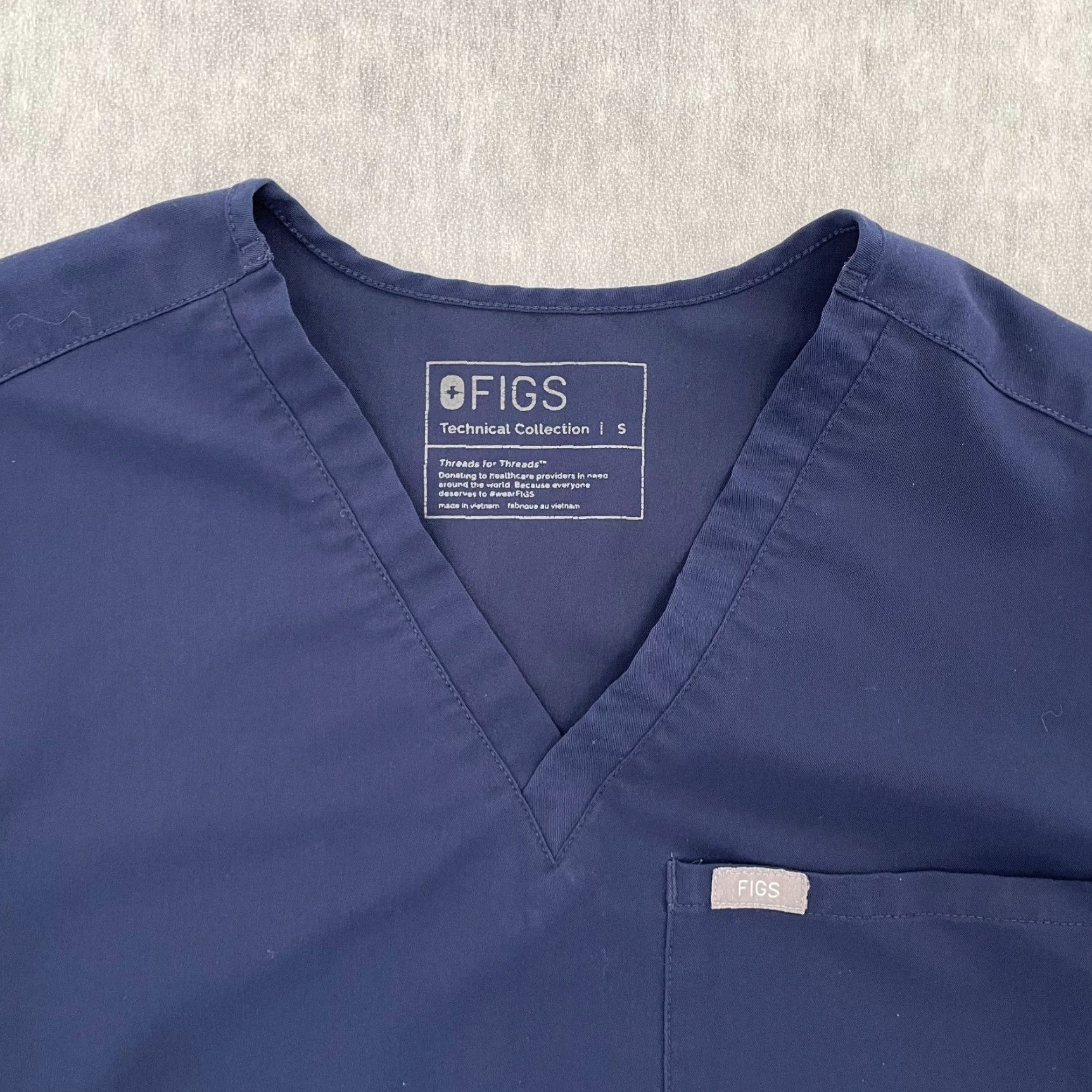 Vintage Figs Scrubs Womens Small Technical Collection Stretch Ladies S Blue Top V Neck Shirt Size S / US 4 / IT 40 - 3 Thumbnail