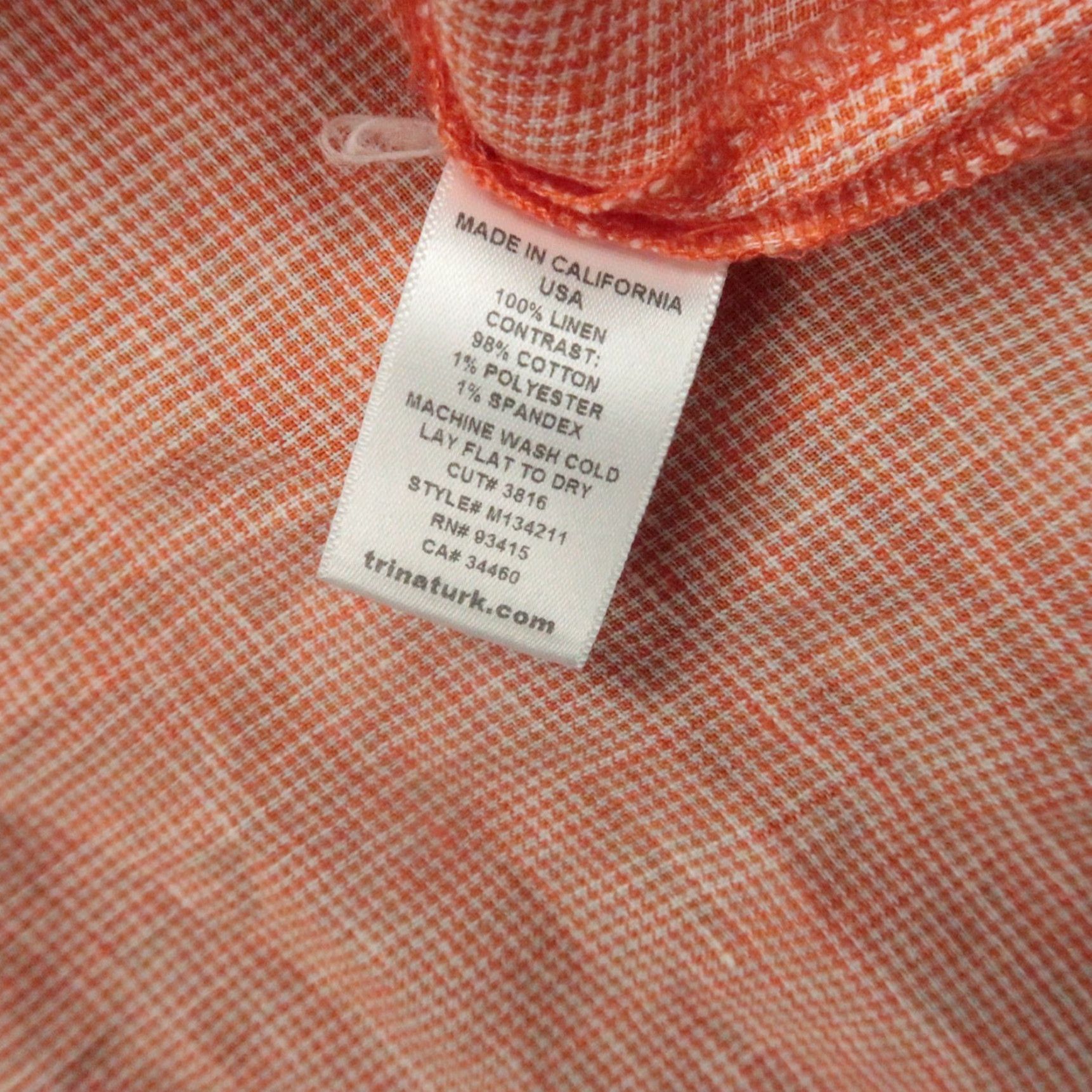 Mr Turk MR TURK Shirt Mens L Coral Orange 100% Linen Long Sleeve Button-Up Shirt Size US L / EU 52-54 / 3 - 4 Thumbnail