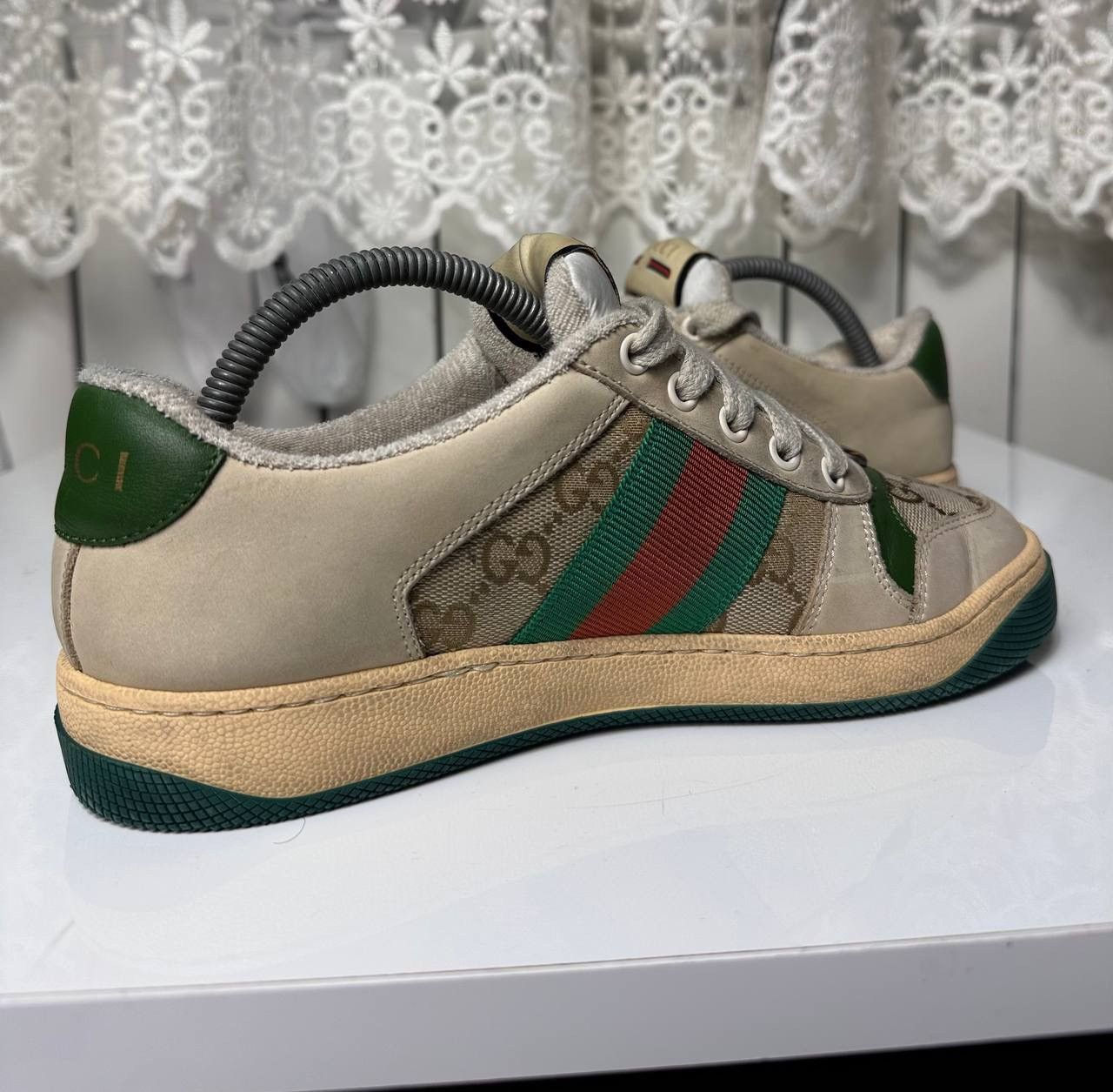 Gucci Gucci Screener Leather GG Canvas Double G Logo Sneakers Size US 5.5 / IT 35.5 - 15 Thumbnail