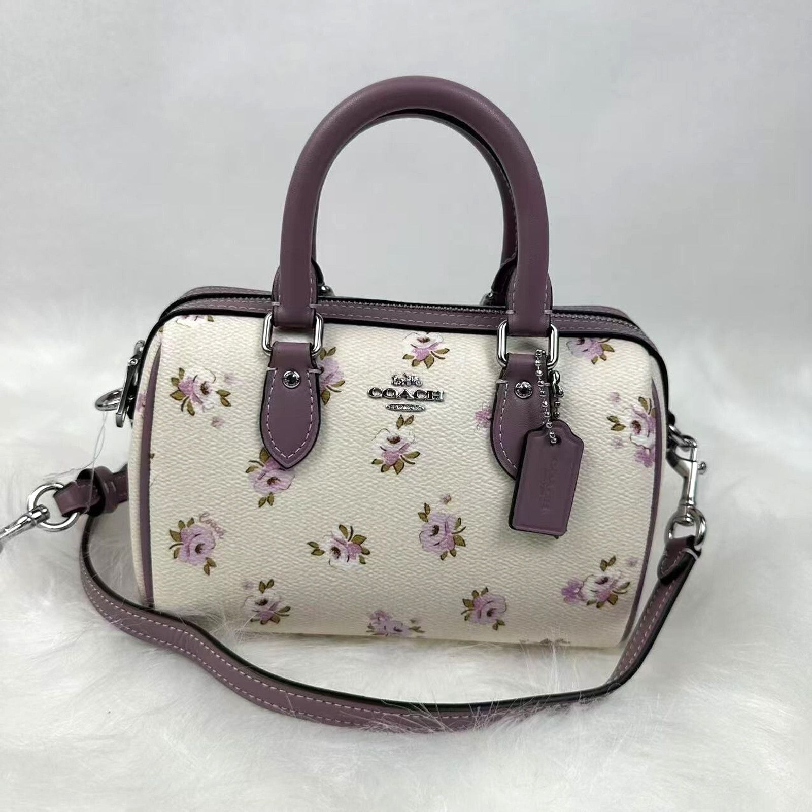Coach Mini Rowan Crossbody Bag Floral Print Canvas/chalk NWT in White, Women's