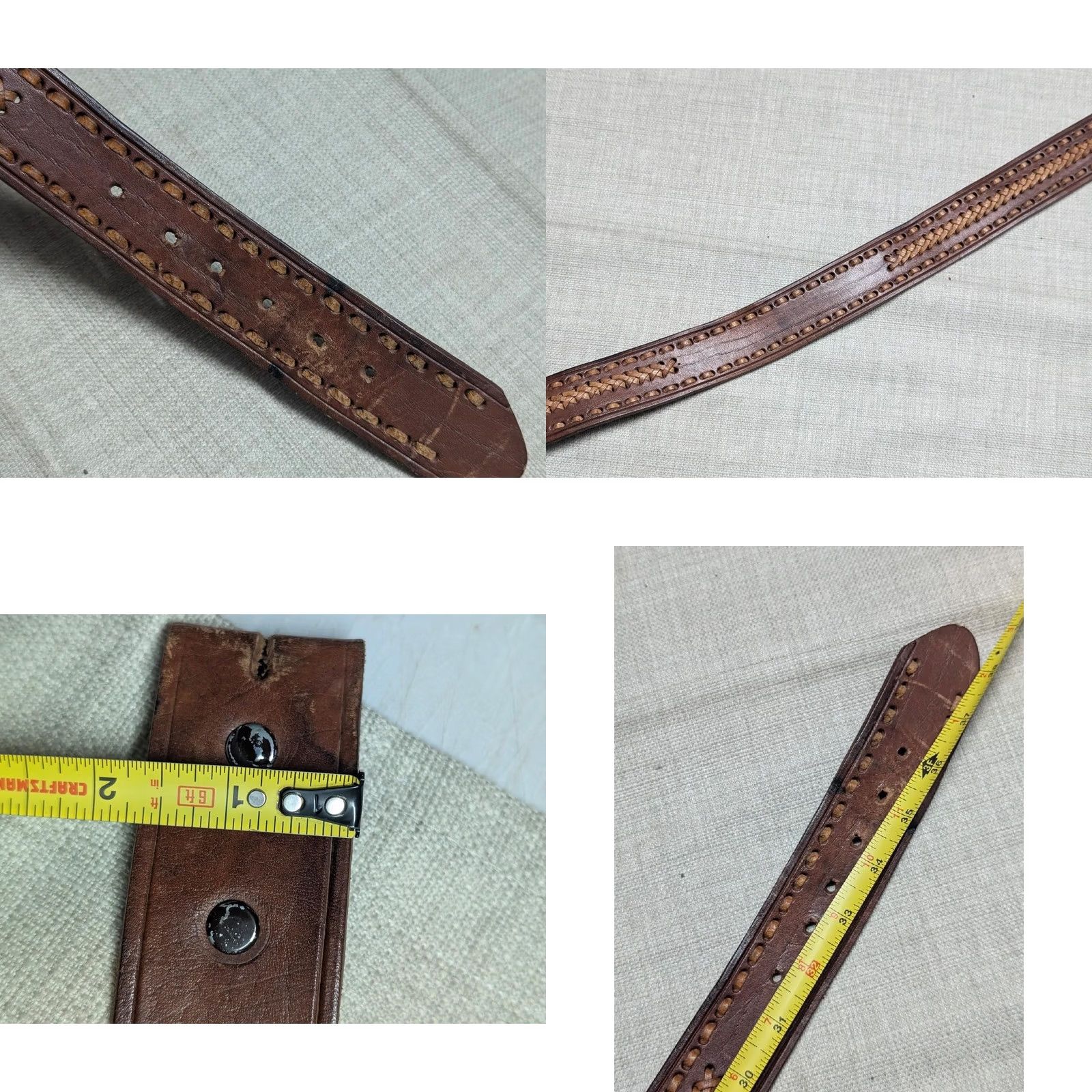 Vintage VINTAGE handcrafted western belt 34 brown leather cowhide full grain weave belt Mens Size 34 - 8 Thumbnail
