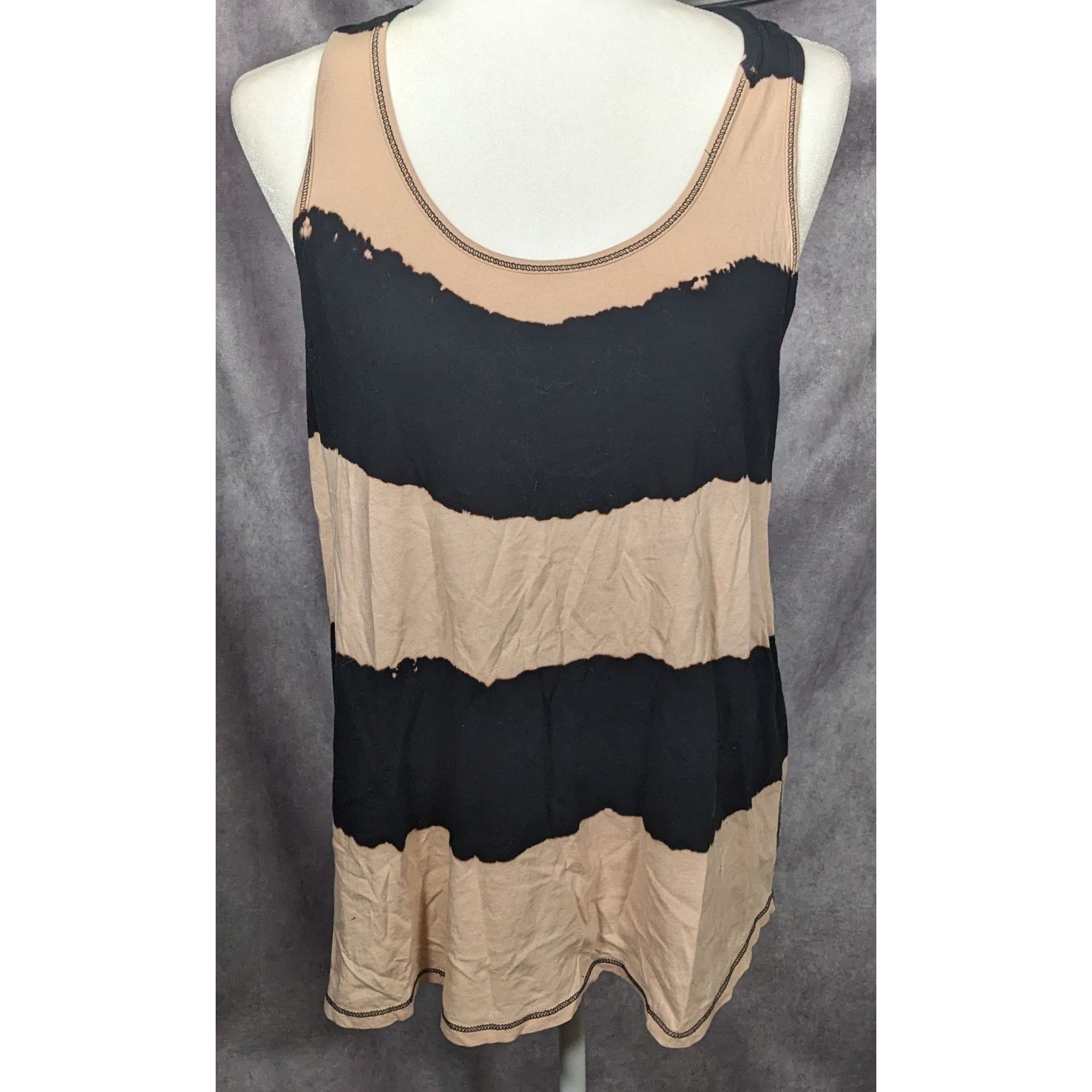 Jennifer Lopez Jennifer Lopez Black And Tan Striped Twist Back Tank Top Size M / US 6-8 / IT 42-44 - 4 Thumbnail