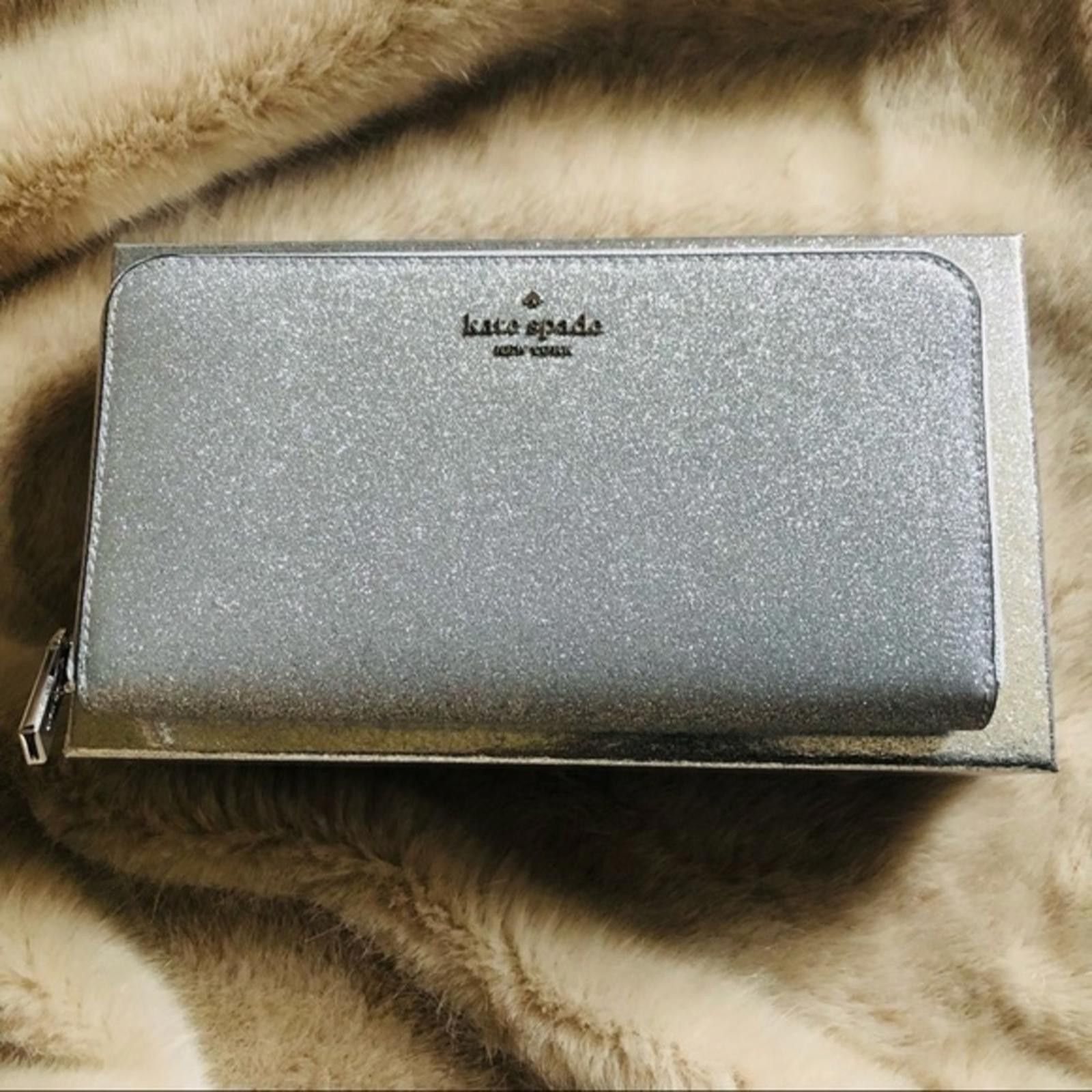 Kate Spade Kate Spade Silver Glitter Continental Zip Around Wallet NWT Size ONE SIZE - 2 Thumbnail