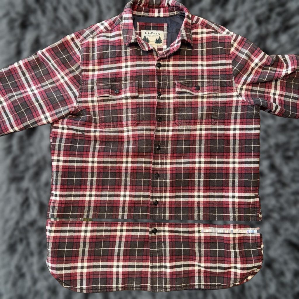 Vintage VINTAGE LL Bean Shirt Mens LT Red Wool Quilted Shacket Large Tall Button-Up Linen? Size US L / EU 52-54 / 3 - 1 Thumbnail