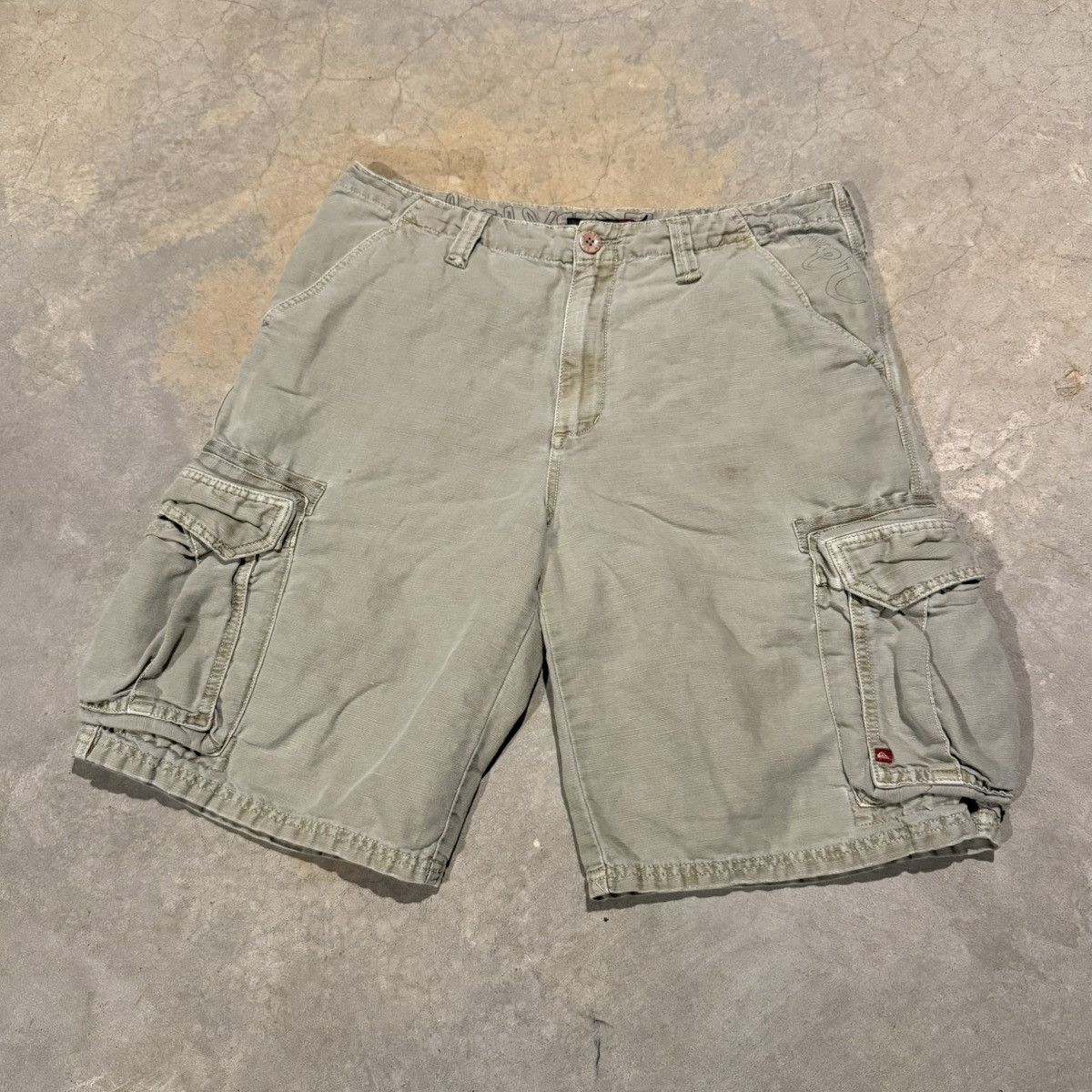 Quiksilver Vtg 2000s Quiksikver Faded 3D Cargo Pocket Baggy Shorts ERD Size US 34 / EU 50 - 2 Thumbnail