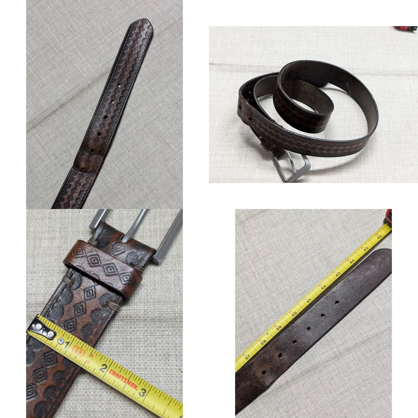 Cremieux VINTAGE tooled leather belt WESTERN brown 40 full grain cowhide belt Mens Size 40 - 8 Thumbnail