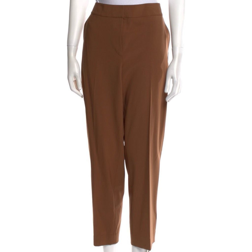 St. John St. John Straight Leg Mid Rise Trouser Pants Press Pleats in Brown Women’s 10 Size 32" / US 10 / IT 46 - 1 Thumbnail