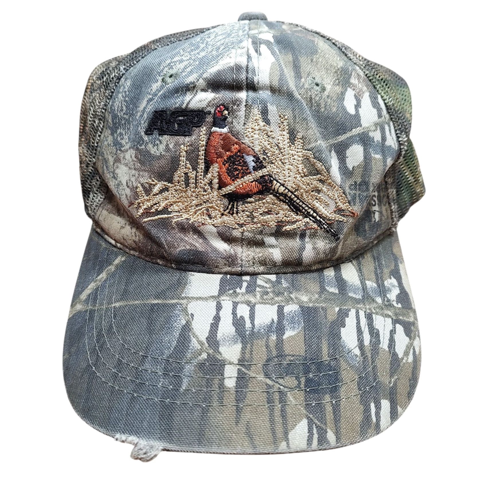Vintage VINTAGE AGP Farming Hat Cap Stapback Pheasant Farm Camouflage Mossy Oak Breakup Trucker Hat Unisex Adults One Size Camouflage USA Hunting Canvas Size ONE SIZE - 2 Thumbnail