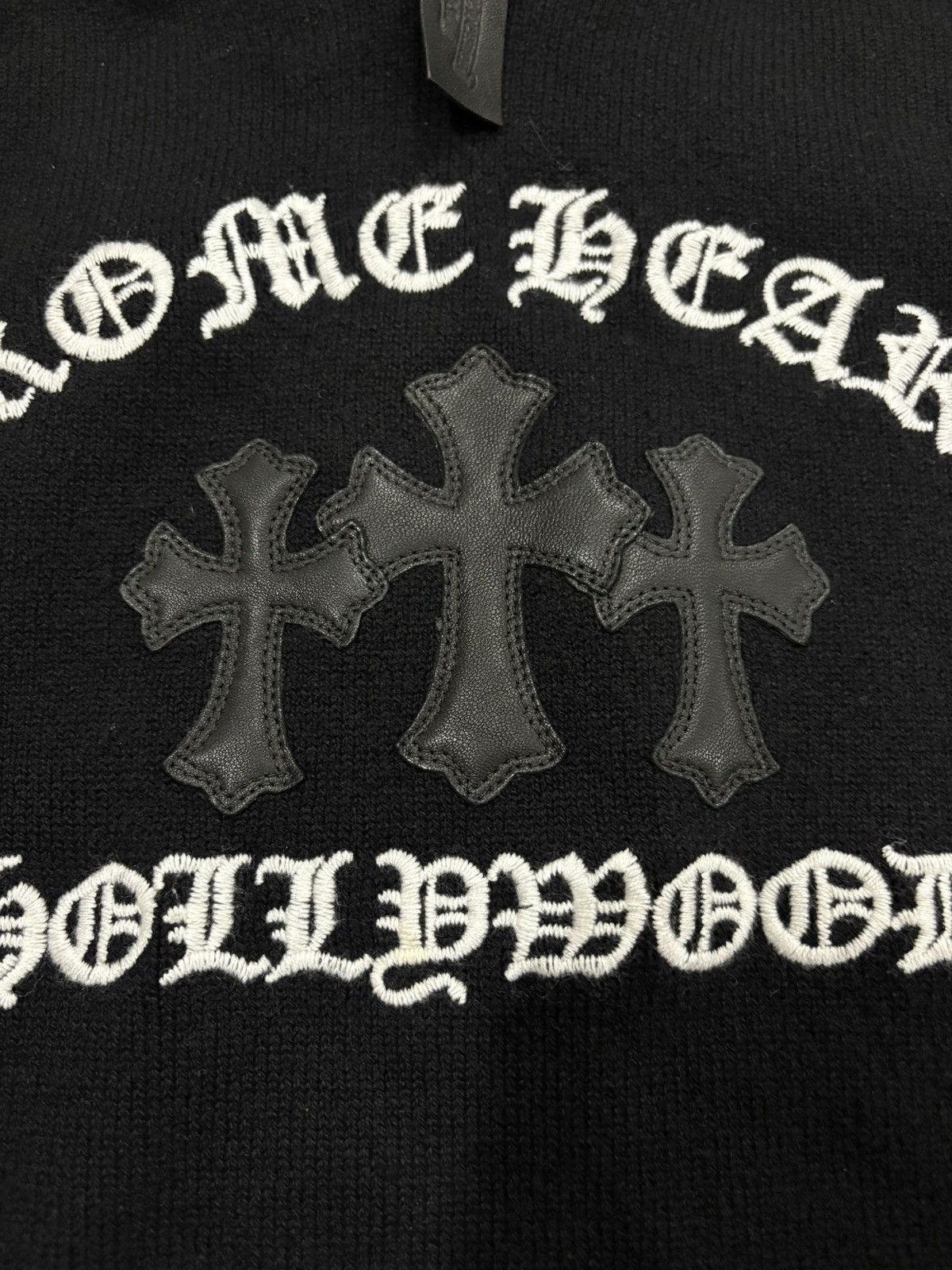Chrome Hearts Chrome Hearts Triple Cross Leather Cashmere Hoodie Size US M / EU 48-50 / 2 - 4 Thumbnail