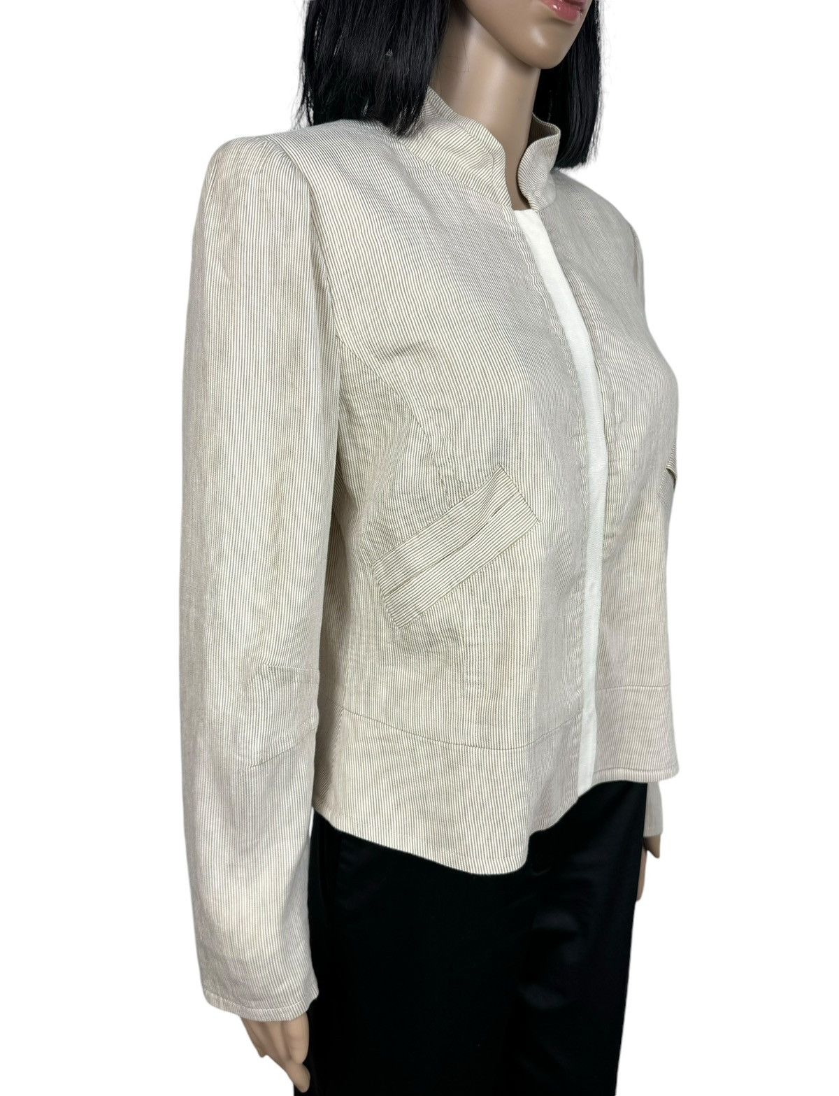 Armani Collezioni Armani Collezioni Striped Linen Jacket size 48 Size XL / US 12-14 / IT 48-50 - 3 Thumbnail