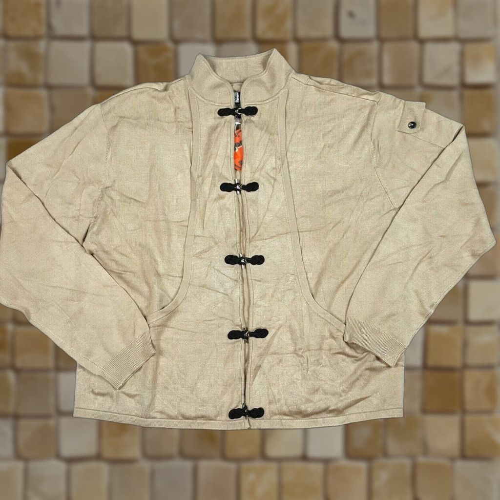 Vintage Jamie Sadock Beige Silk Kimono Style Women's Size S Knit Sweater Button Jacket Size S / US 4 / IT 40 - 1 Thumbnail