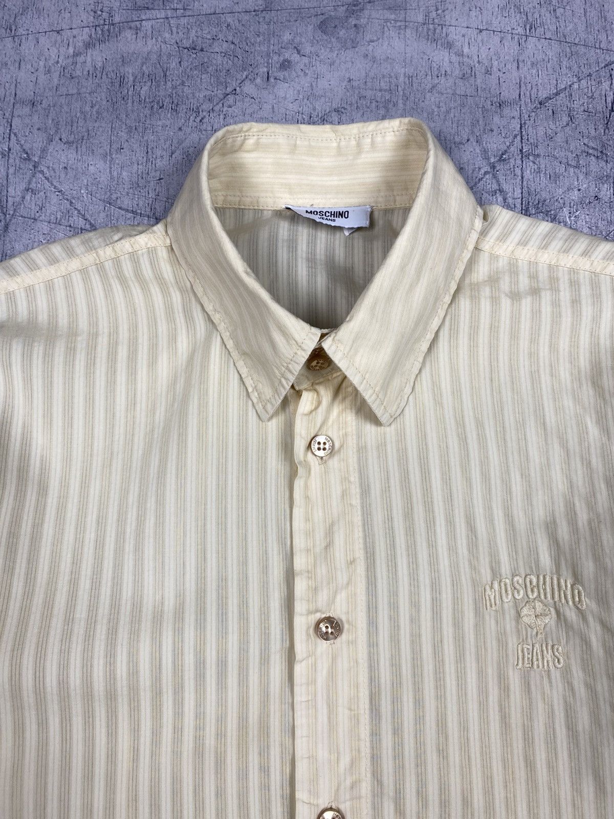 Moschino Moschino Jeans Striped Button Up Shirt Embroidered Logo Size US L / EU 52-54 / 3 - 5 Thumbnail