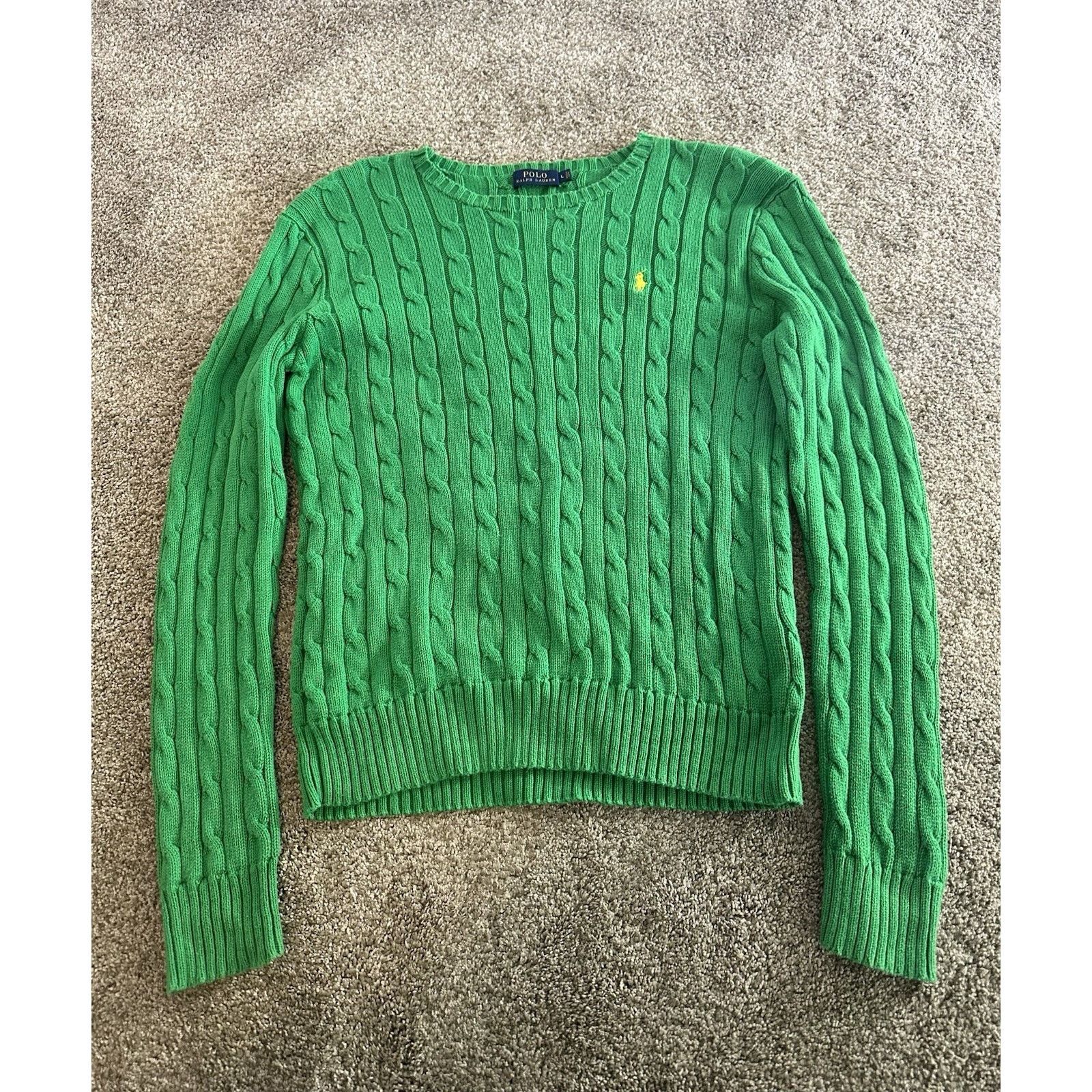 Polo Ralph Lauren Ralph Lauren woman’s Green Cable-Knit Pullover Sweater L Size US L / EU 52-54 / 3 - 1 Thumbnail