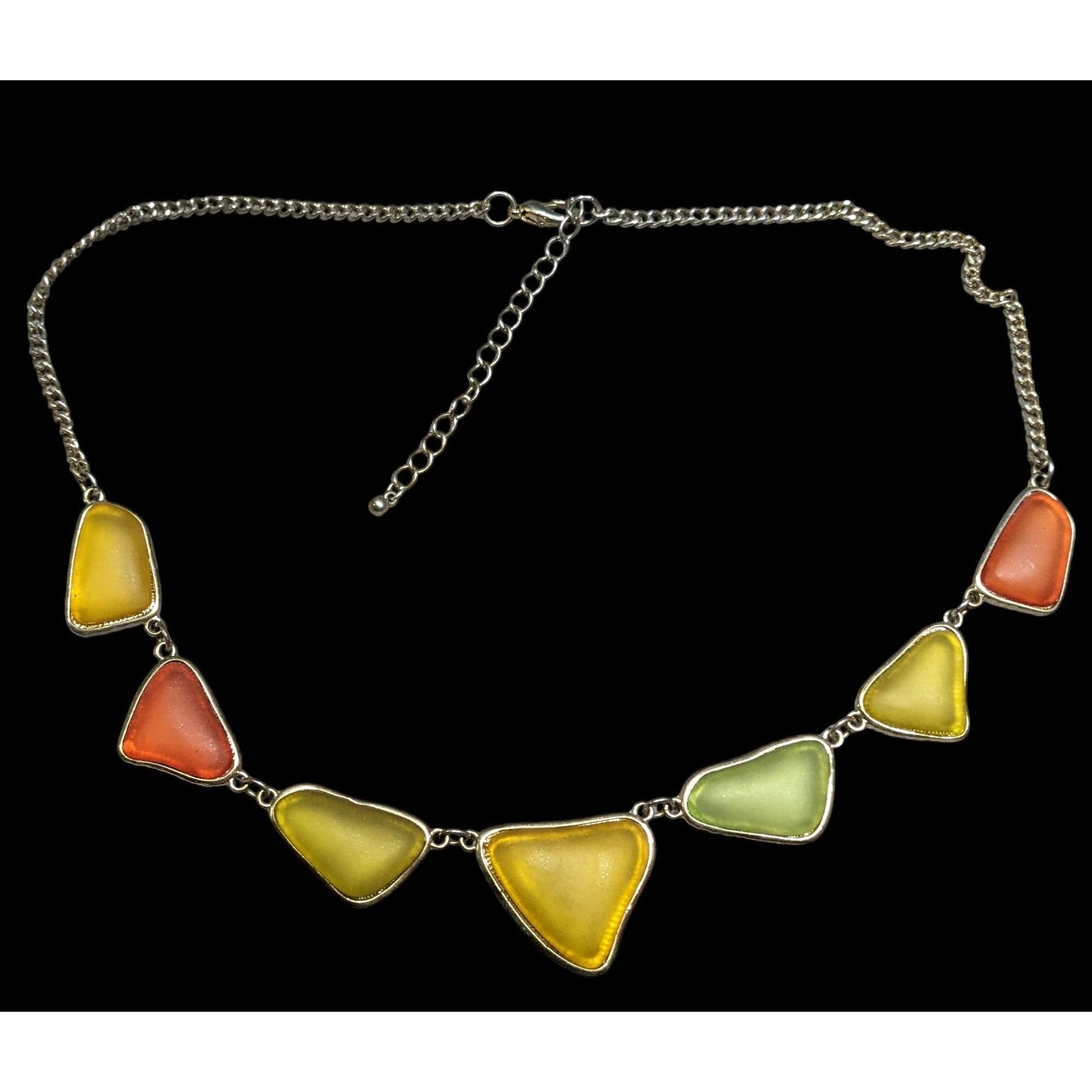 Other Vintage Retro Frosted Glass Gemmed Necklace Size ONE SIZE - 1 Thumbnail