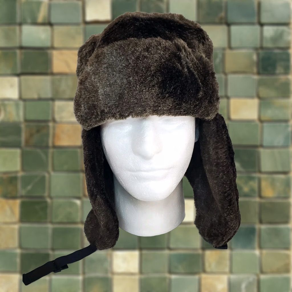 Vintage Glaciers Edge Trapper Cap Hat Sz L/XL Brown Faux Fur Winter Snow Cold Weather Size ONE SIZE - 1 Thumbnail