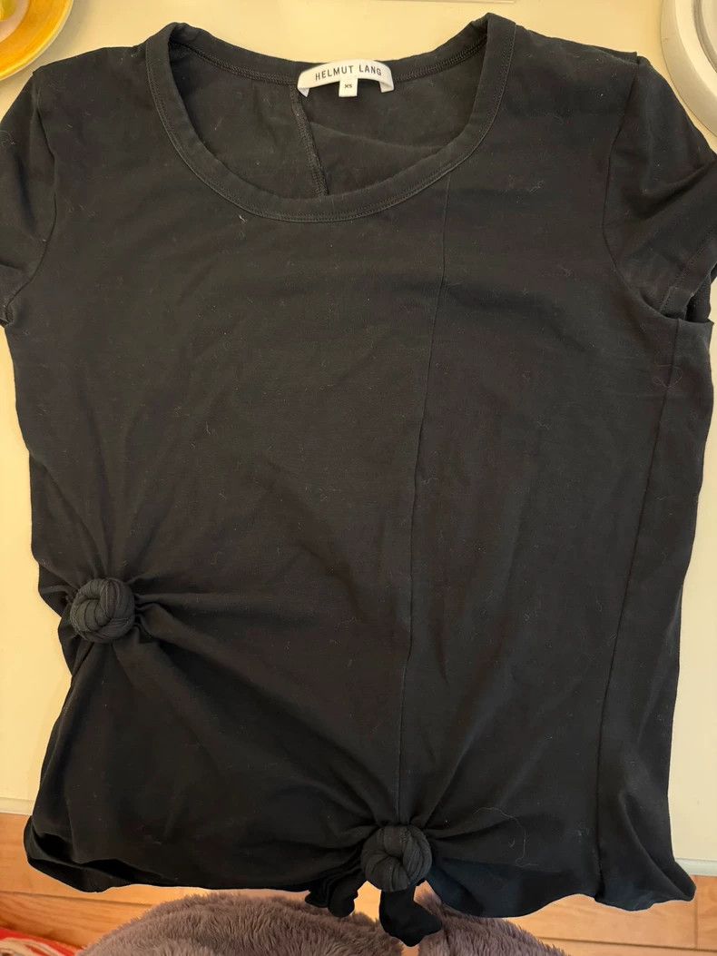Helmut Lang HELMUT LANG Black knotted t-shirts Size XS / US 0-2 / IT 36-38 - 1 Thumbnail