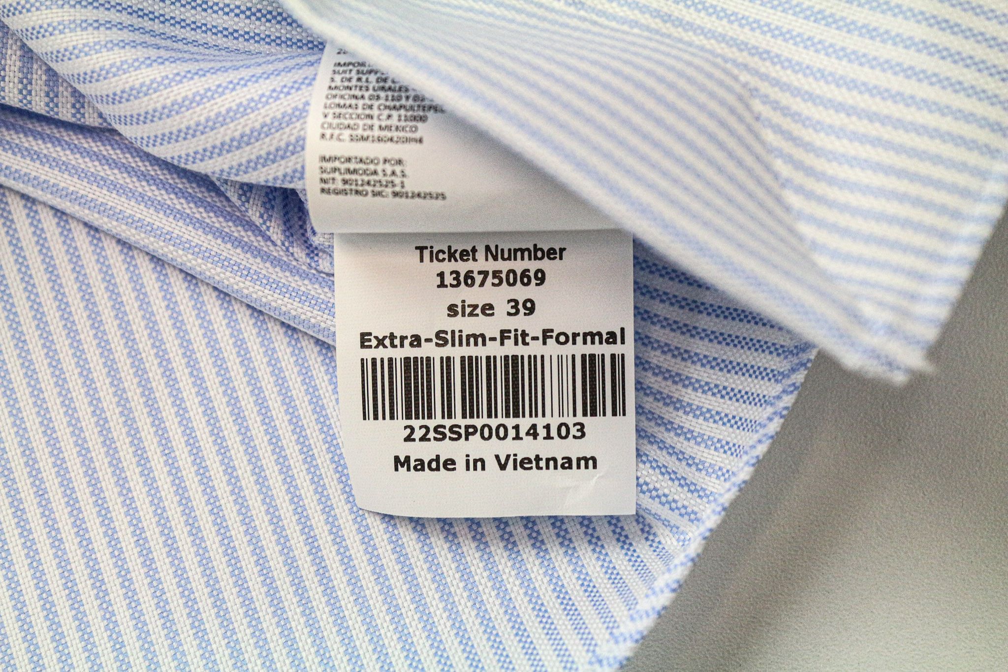 Suitsupply TRAVELLER 39 Extra Slim Blue Cotton Striped Shirt 77022 Size 38R - 7 Thumbnail