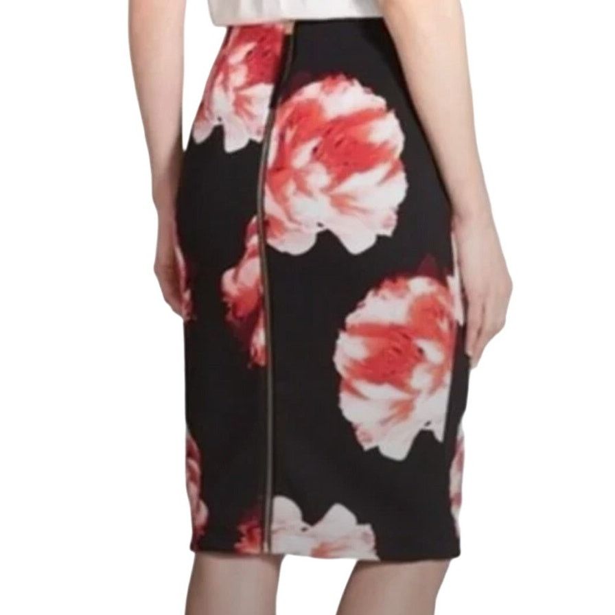 Vince Camuto Vince Camuto Floral Pencil Black & Pink Midi Skirt Small Size 27" / US 4 / IT 40 - 1 Thumbnail