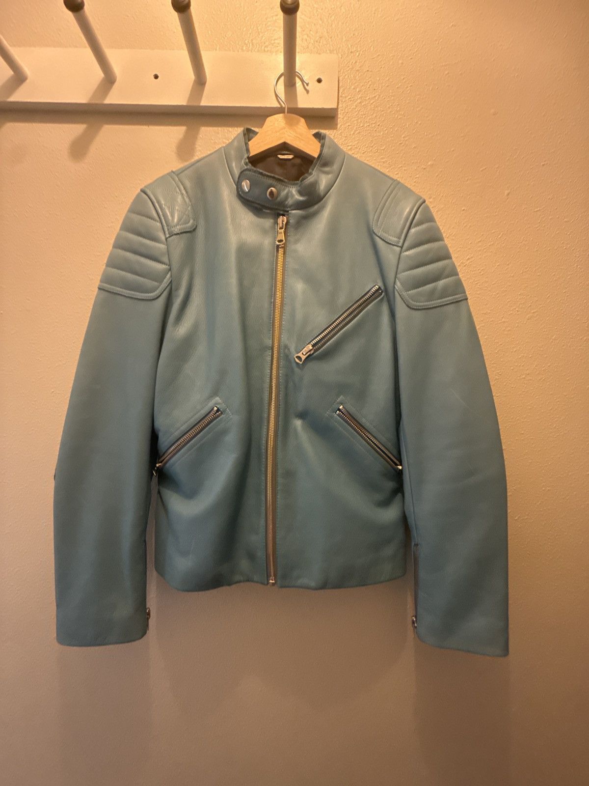 Acne Studios Acne Studios Oliver Sky Blue Leather Jacket Size US L / EU 52-54 / 3 - 1 Thumbnail