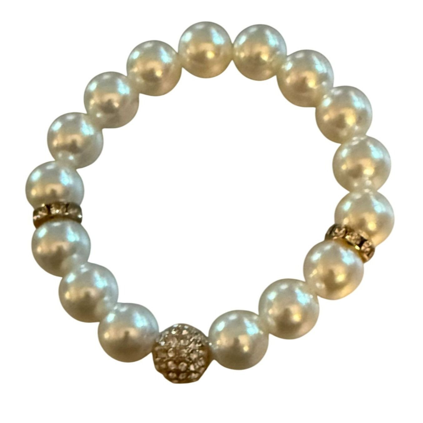 Other White Faux Pearl & Beaded Stretch Bracelets Set Elegant Desi Size ONE SIZE - 4 Thumbnail