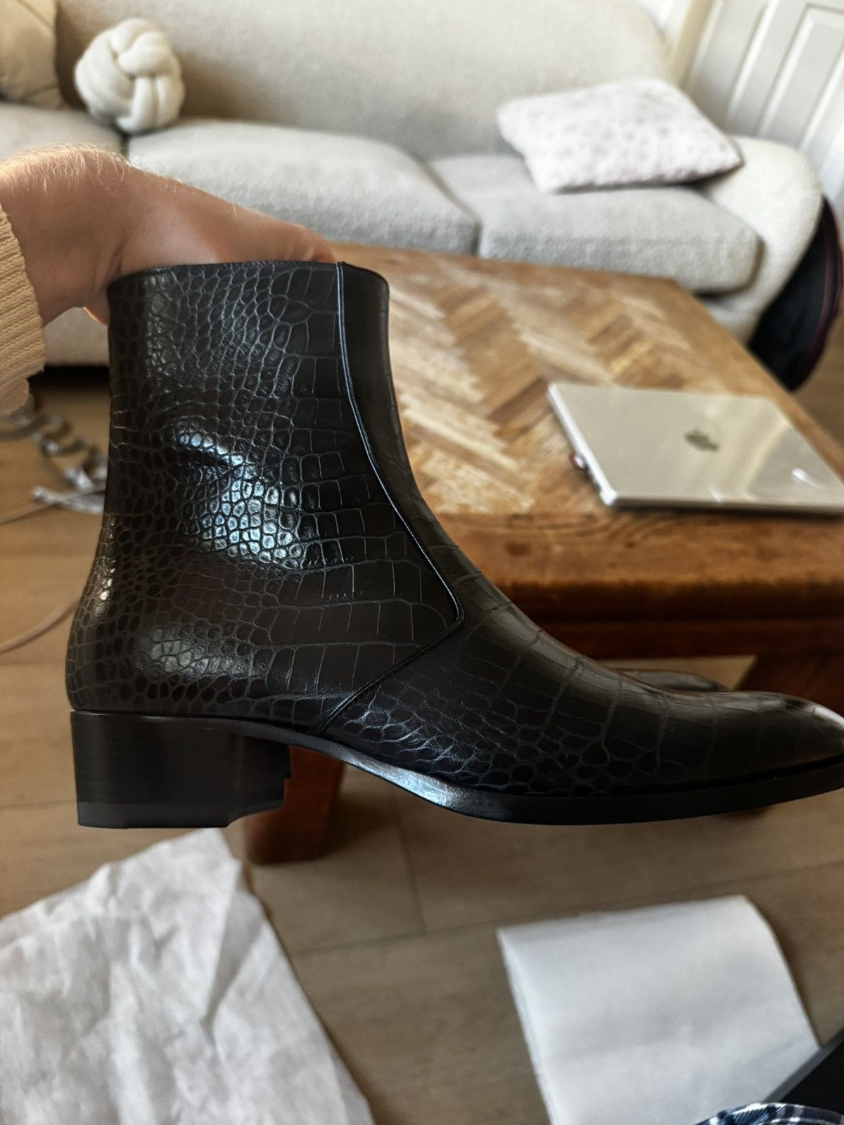 Saint Laurent Paris New Hedi Croc Embossed Wyatts Size US 8 / EU 41 - 5 Thumbnail