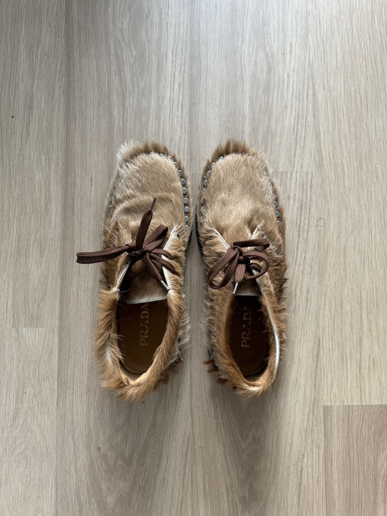 Prada Prada Pony Fur Lace-up Shoes Beige Size US 11 / EU 44 - 7 Thumbnail