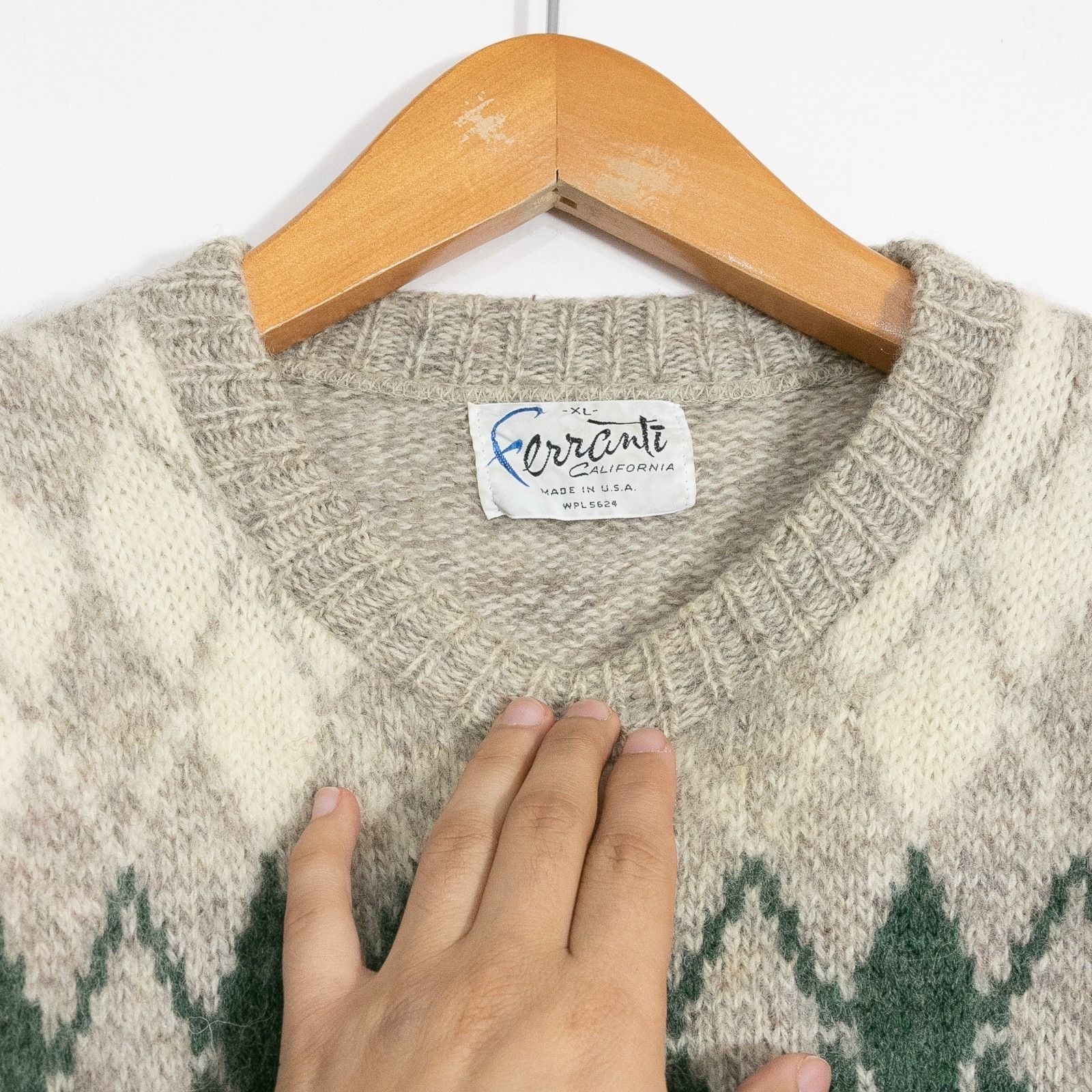 Vintage Vintage Ferrante California Argyle Pattern Wool Sweater XL Size US XL / EU 56 / 4 - 7 Thumbnail