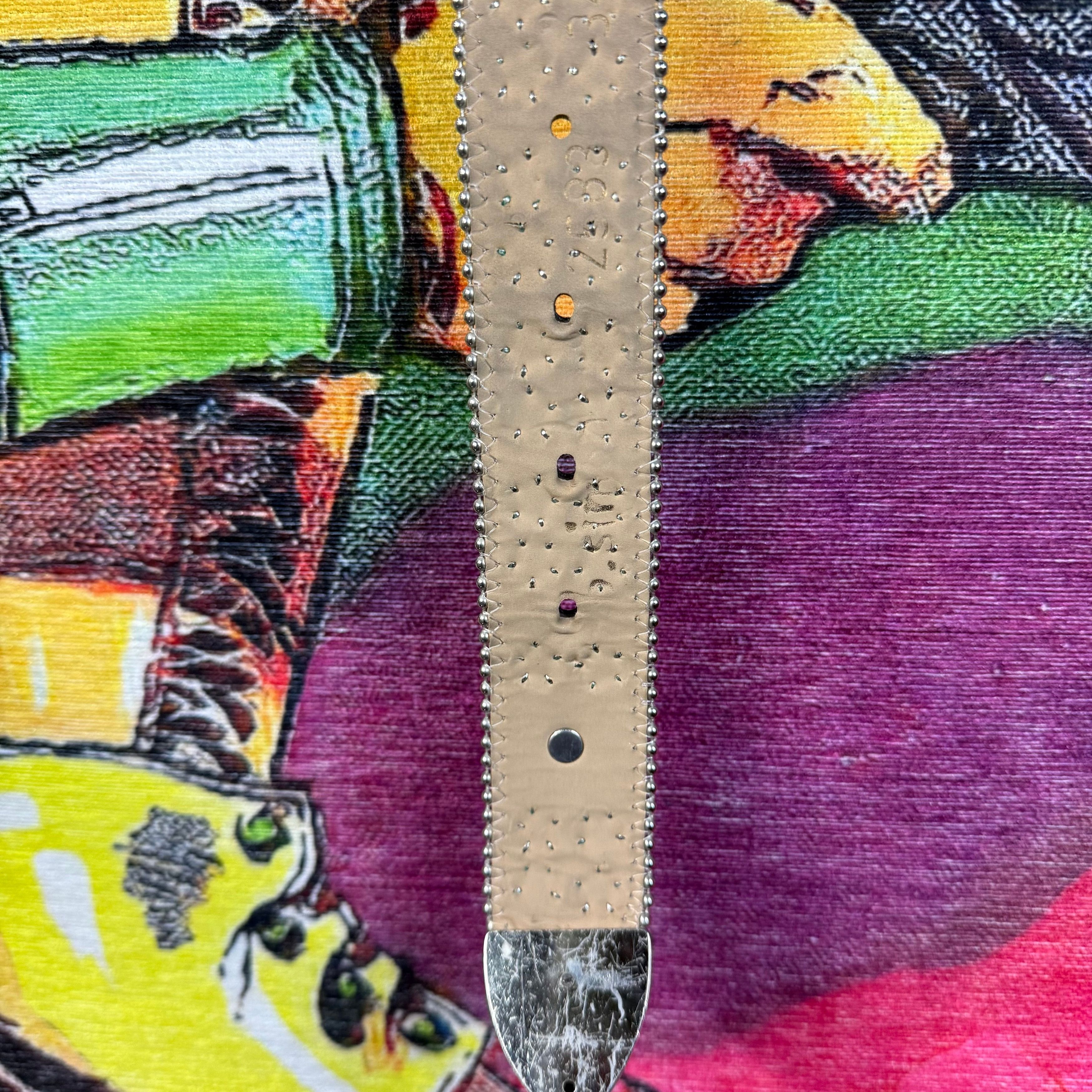 B.B. Simon B.B. Simons Iridescent Crystal Black Leather Belt Size 34 Size 34 - 2 Thumbnail
