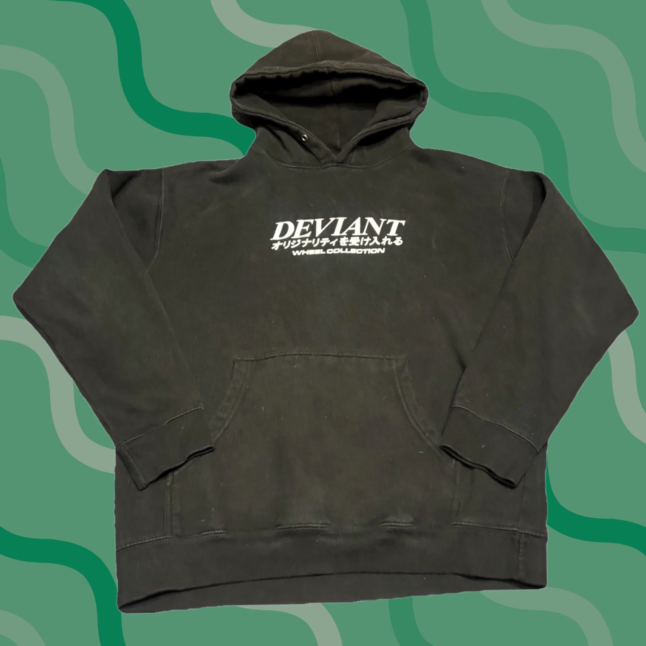 Vintage VINTAGE Deviant Wheels Collection Hoodie Sweatshirt Regular Long Sleeve Men's XL Black 90s Pullover Hooded Size US XL / EU 56 / 4 - 1 Thumbnail