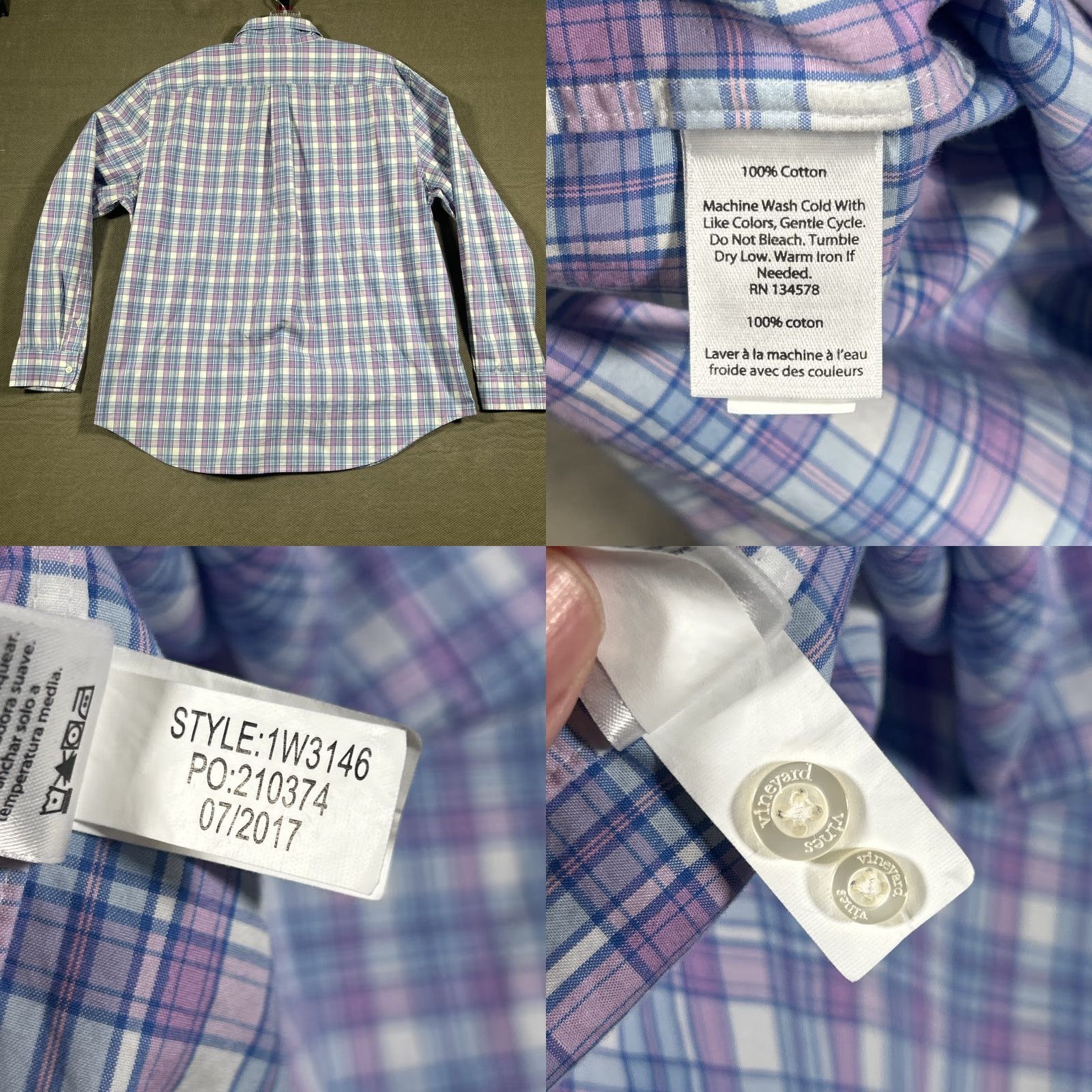 Vineyard Vines Vineyard Vines Tucker Shirt Classic Fit Mens Button-Up Plaid Long Sleeve XL Purple Size US XL / EU 56 / 4 - 9 Thumbnail