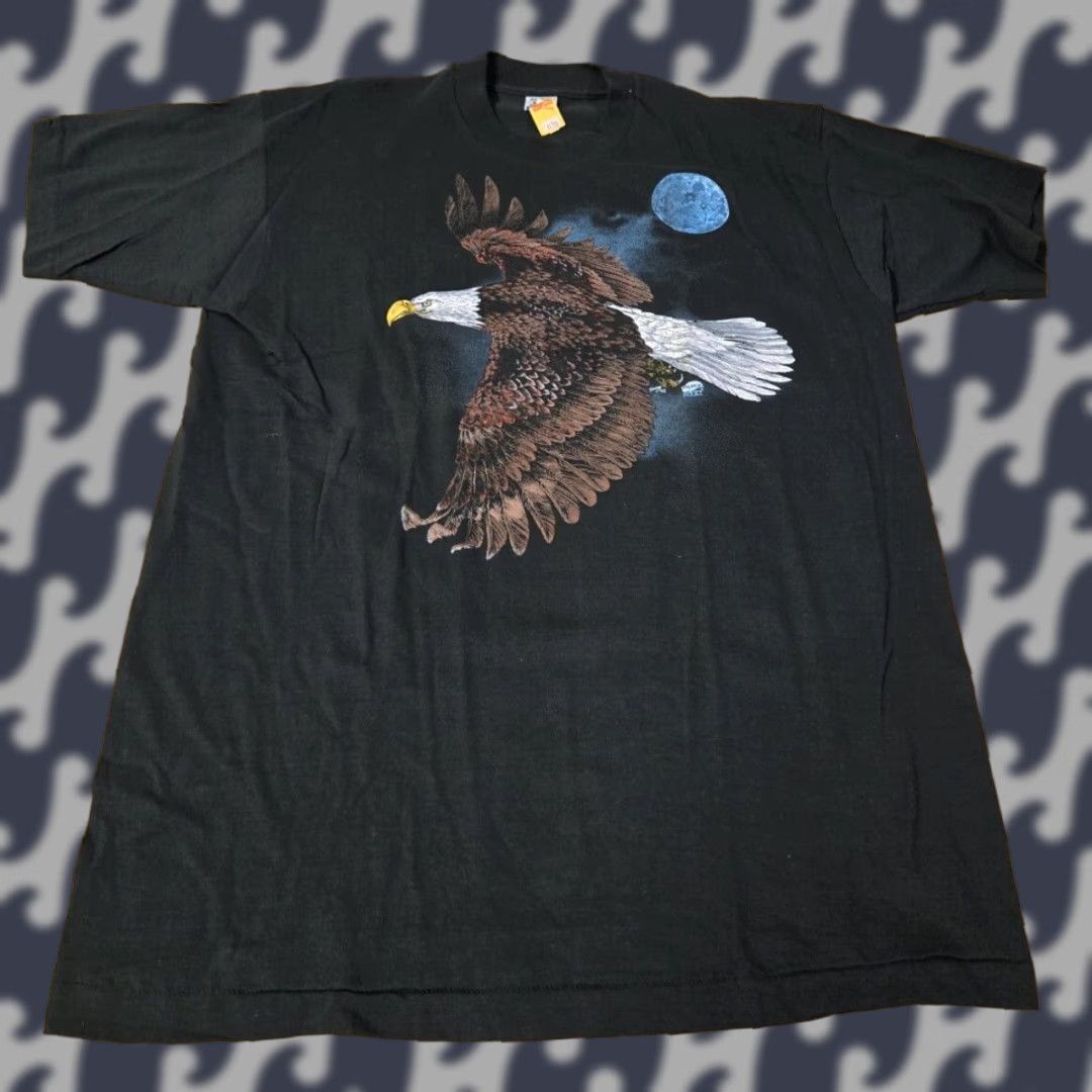 Fruit Of The Loom VINTAGE Fruit of the Loom Shirt Mens L Black Double-Sided Eagle USA Shirt Size US L / EU 52-54 / 3 - 1 Thumbnail
