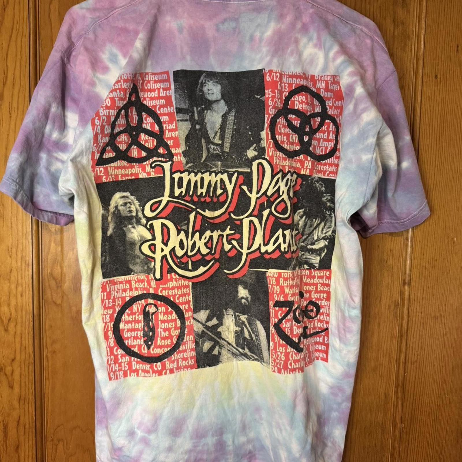 Fruit Of The Loom 1998 Jimmy Page and Robert Plant tie-dye tour shirt Size US XL / EU 56 / 4 - 2 Thumbnail
