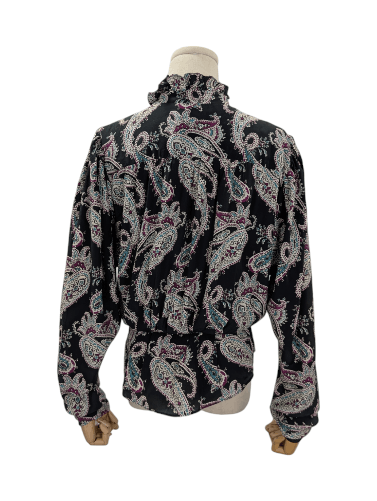 Isabel Marant Isabel Marant Black Silk Paisley Print Blouse Size XS / US 0-2 / IT 36-38 - 2 Thumbnail