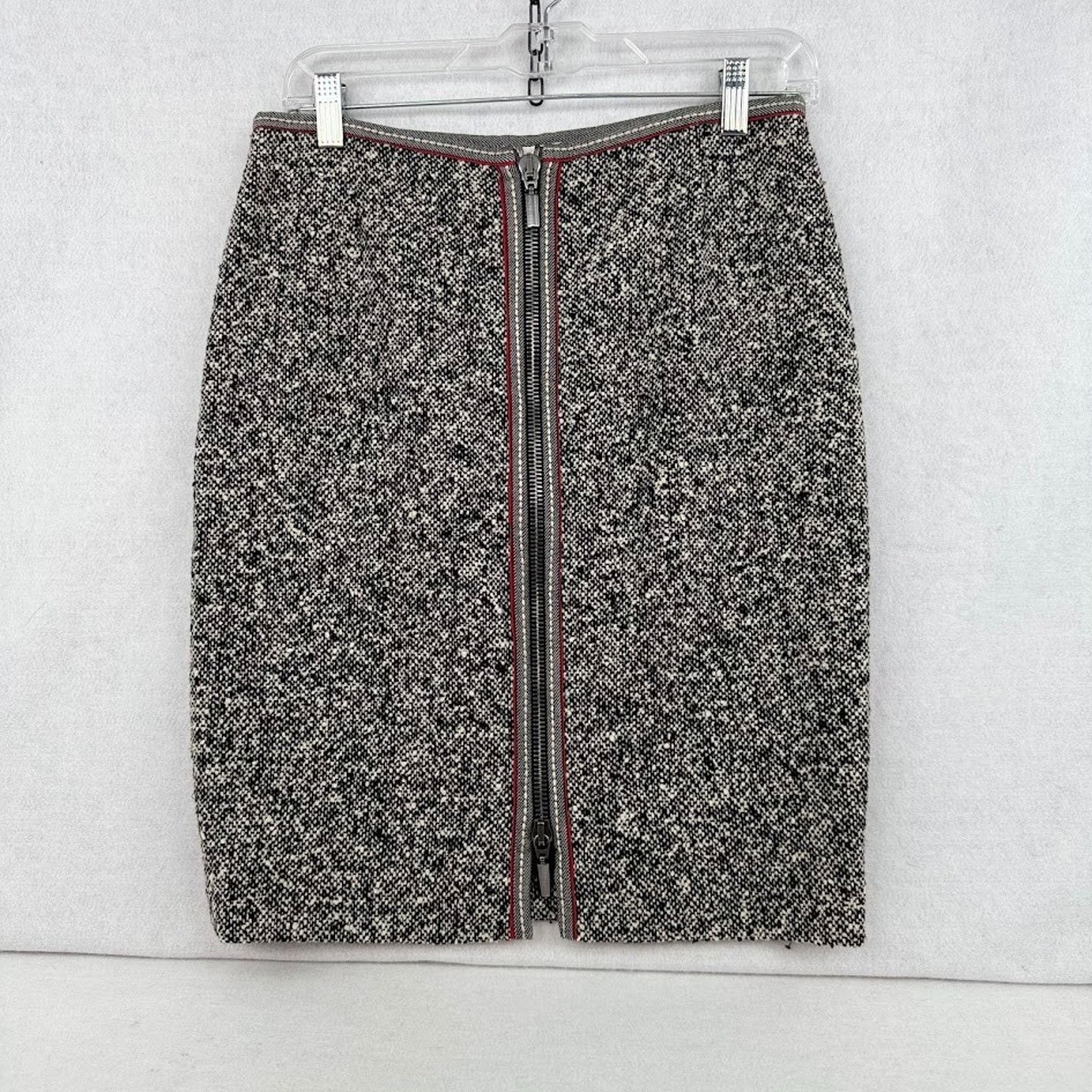 PAULE KA Paule Ka Wool Tweed Skirt FR40 US8 Exposed Back Zip Y2K Size 30" / US 8 / IT 44 - 2 Thumbnail