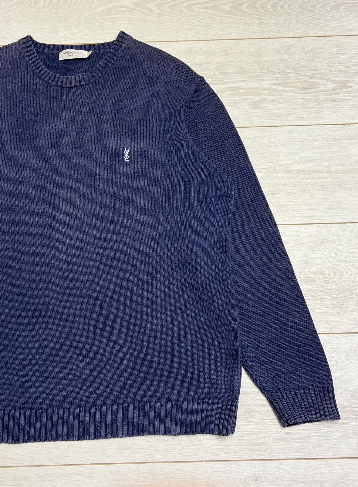 Yves Saint Laurent Vintage YSL Pour Homme Navy Crewneck Sweater Size US XL / EU 56 / 4 - 3 Thumbnail