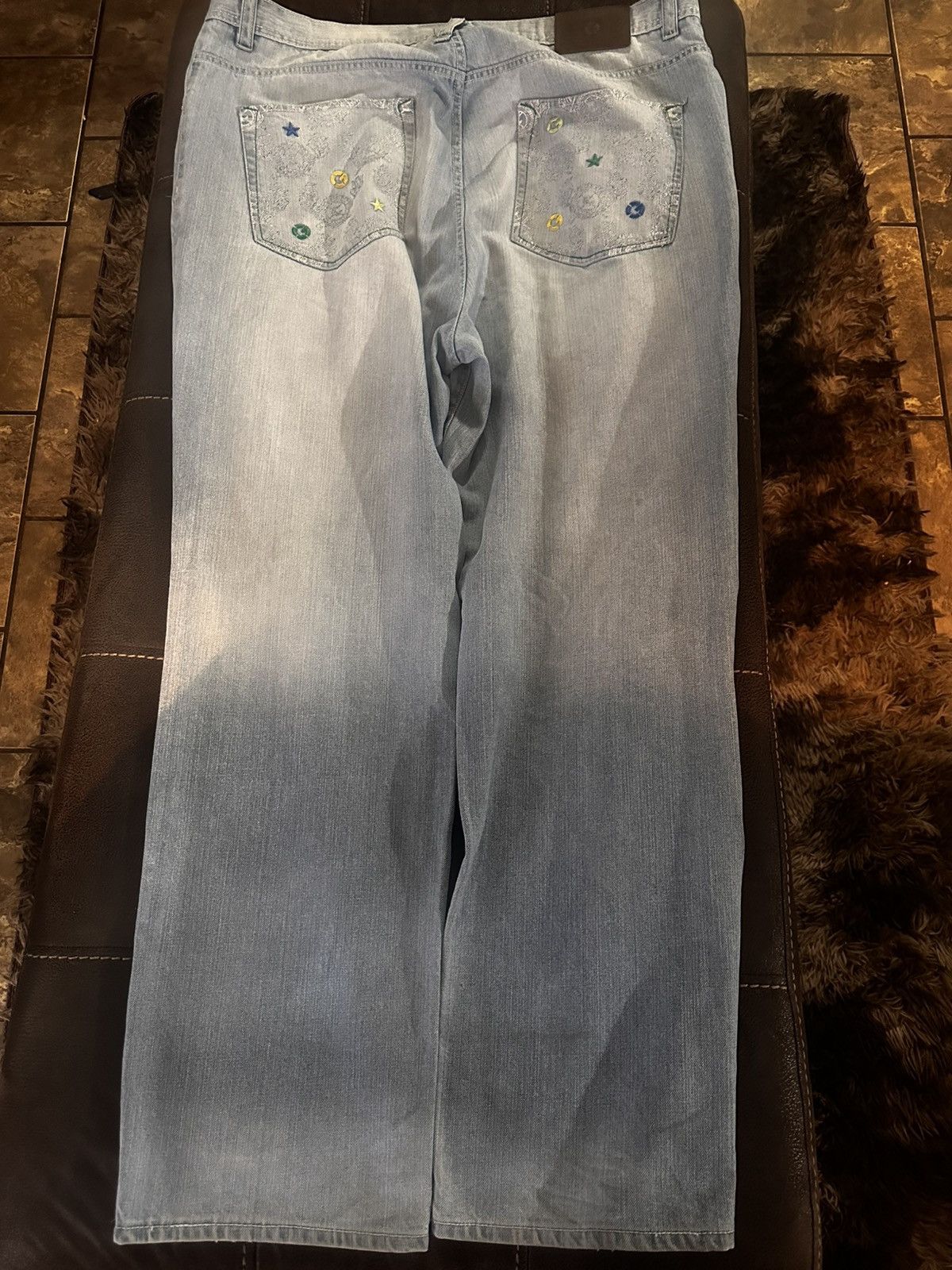 G-Unit Clean stitching, and patches light blue denim pants, 40/34 Size US 40 / EU 56 - 3 Thumbnail