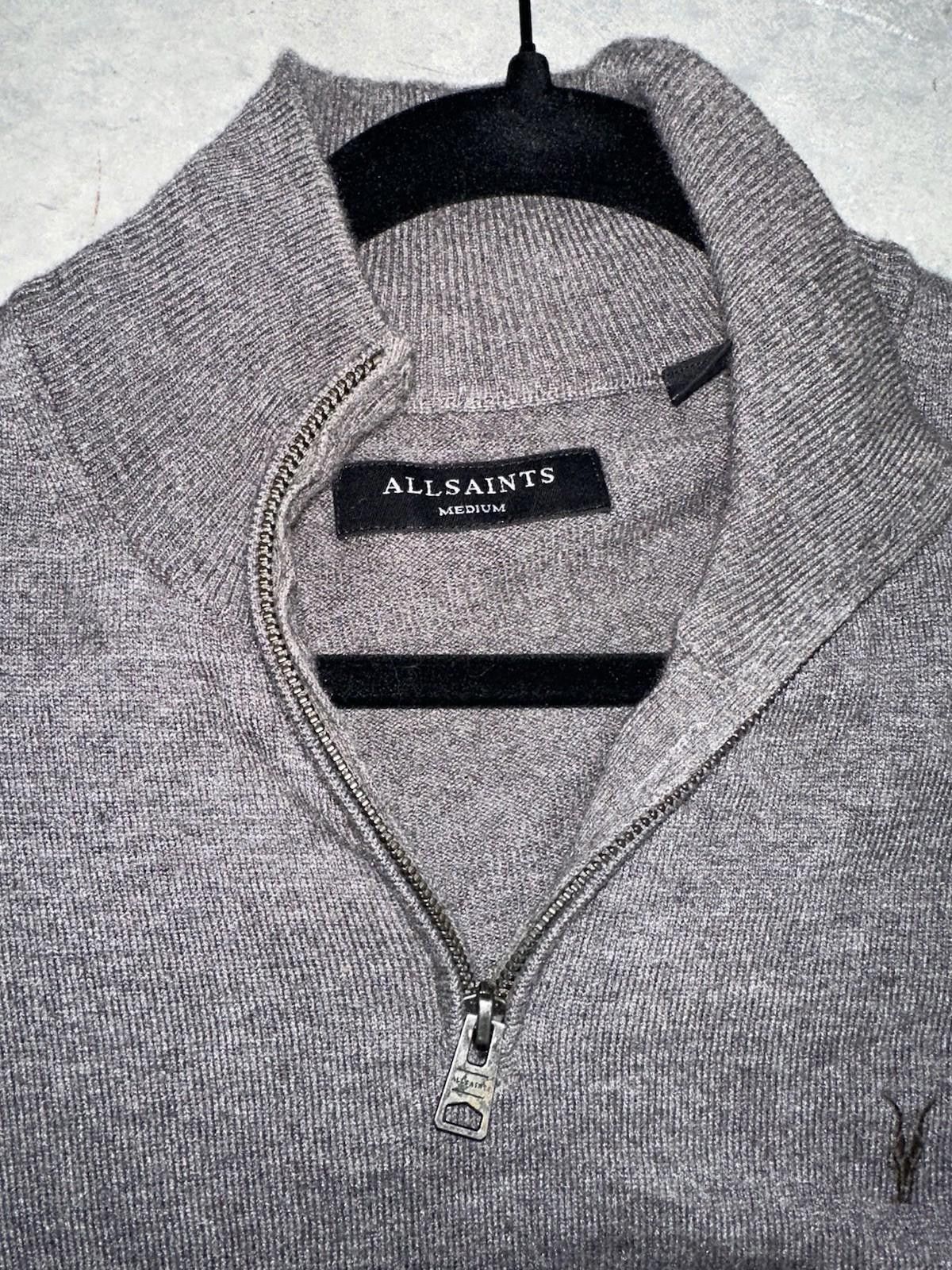 Allsaints All Saints Wool Quarter Zip, Men’s M, Dark Gray Long Sleeve Size US M / EU 48-50 / 2 - 1 Thumbnail