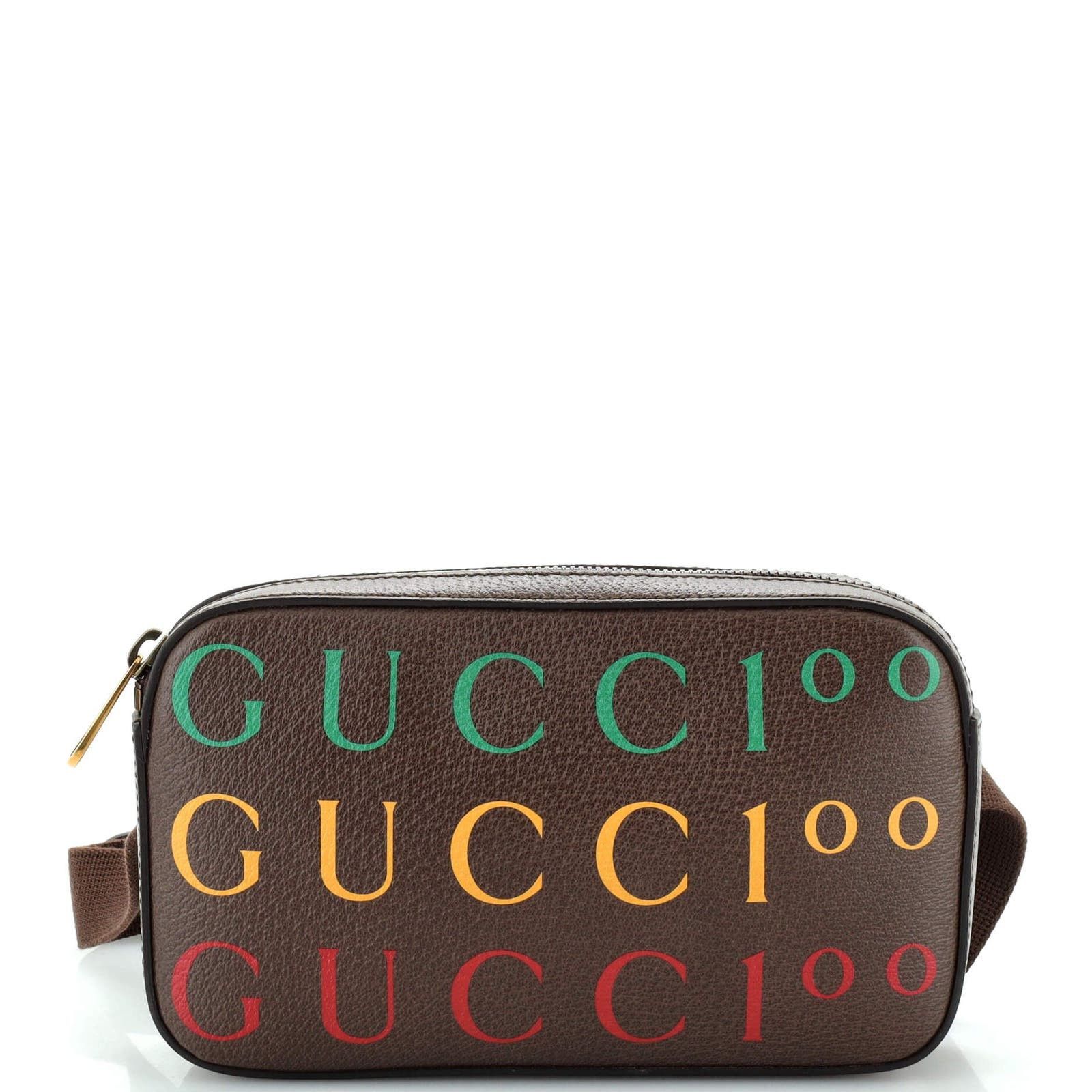 image of Gucci Aria 100Th Anniversary Belt Bag Printed Leather None in Brown, Women's