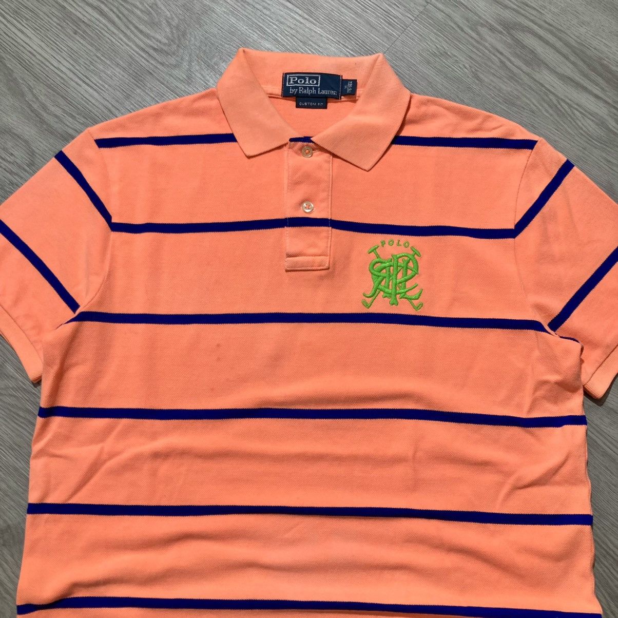 Polo Ralph Lauren Vintage Polo Ralph Lauren Big Patch Logo Striped Polo Tee Size US L / EU 52-54 / 3 - 2 Thumbnail