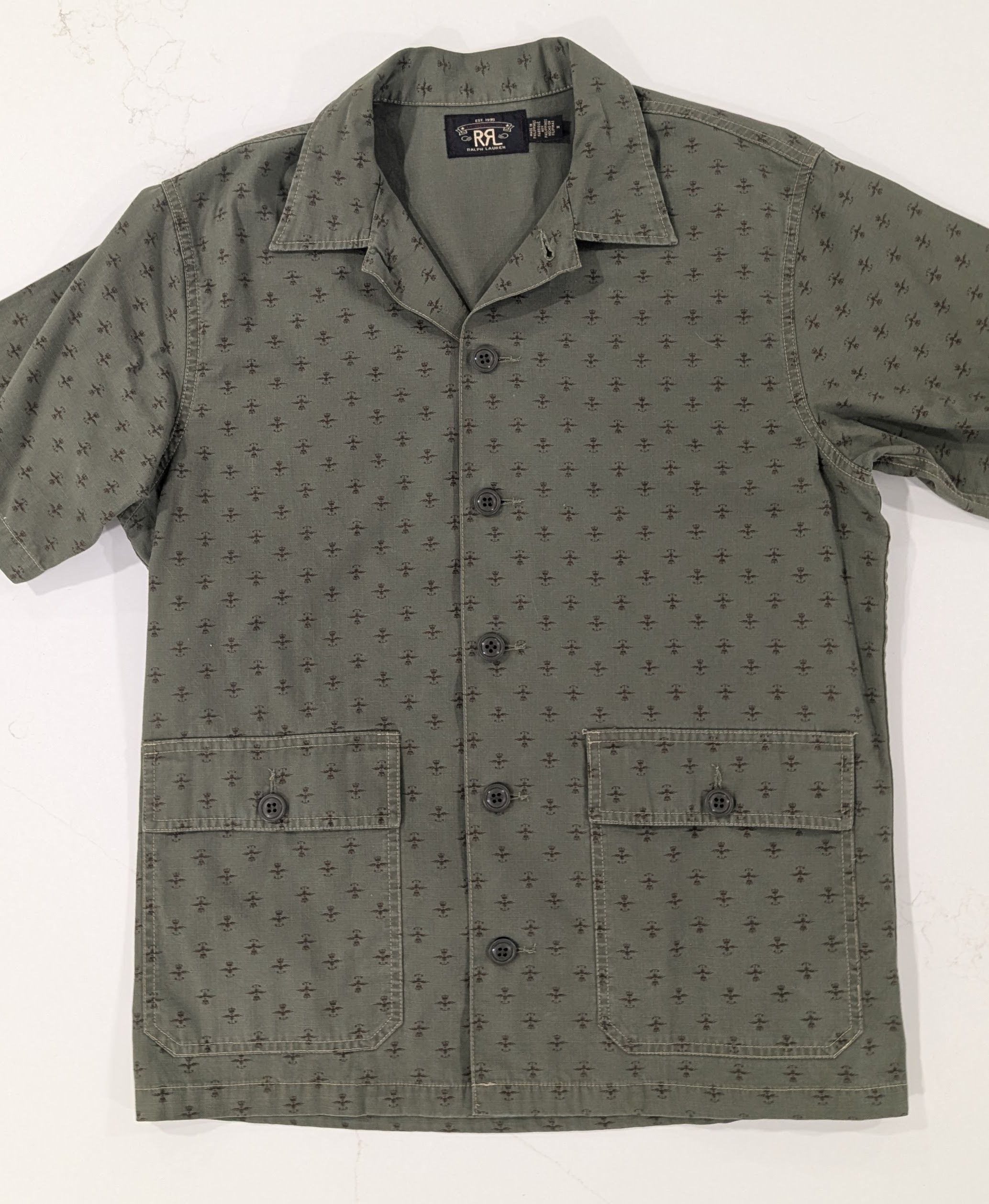 RRL Ralph Lauren RRL Evanston Camp Shirt Green Ripstop Cotton Size M Size US M / EU 48-50 / 2 - 2 Thumbnail
