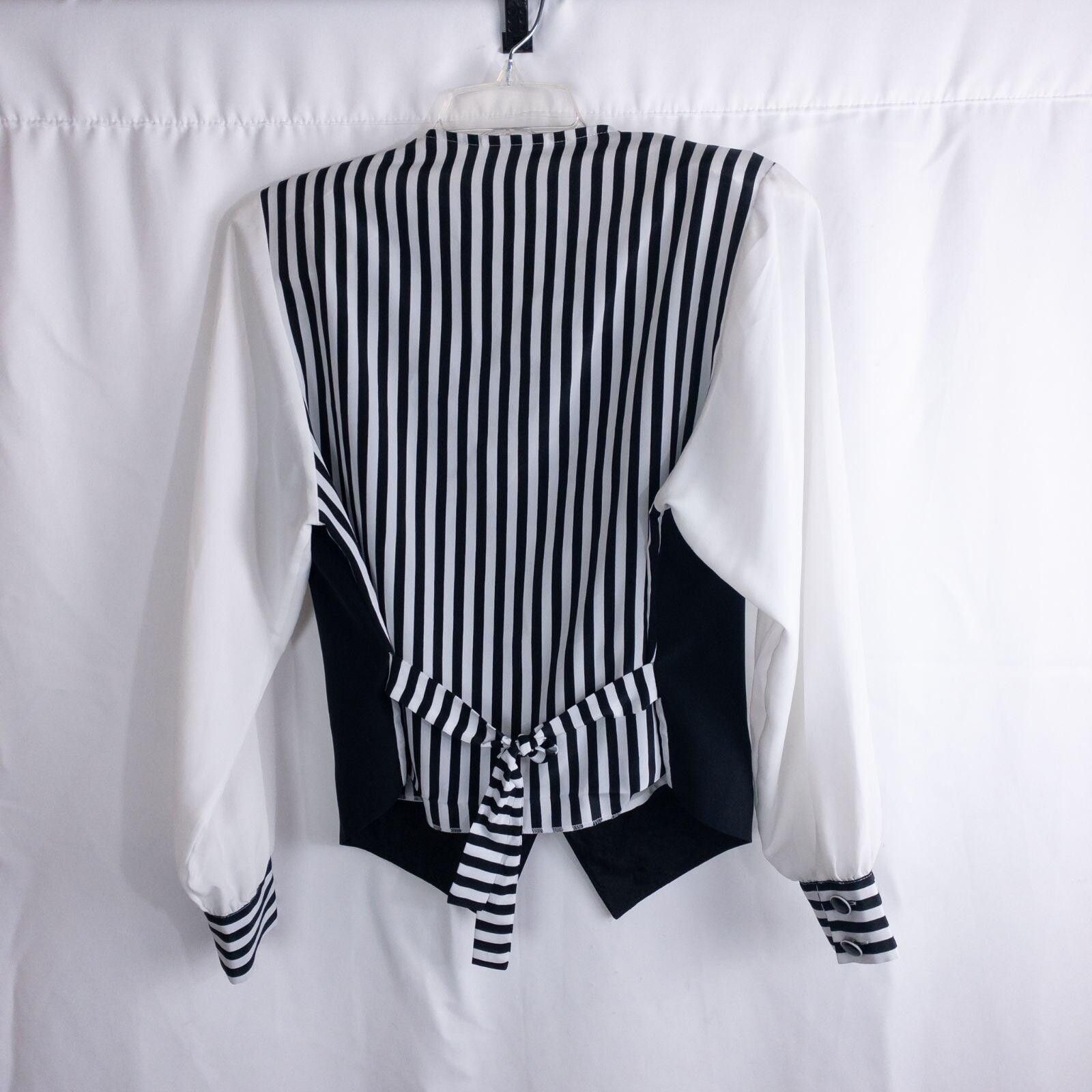 Other Leslie Fay Vintage White Striped Blouse Womens 12 Large Size XL / US 12-14 / IT 48-50 - 7 Thumbnail
