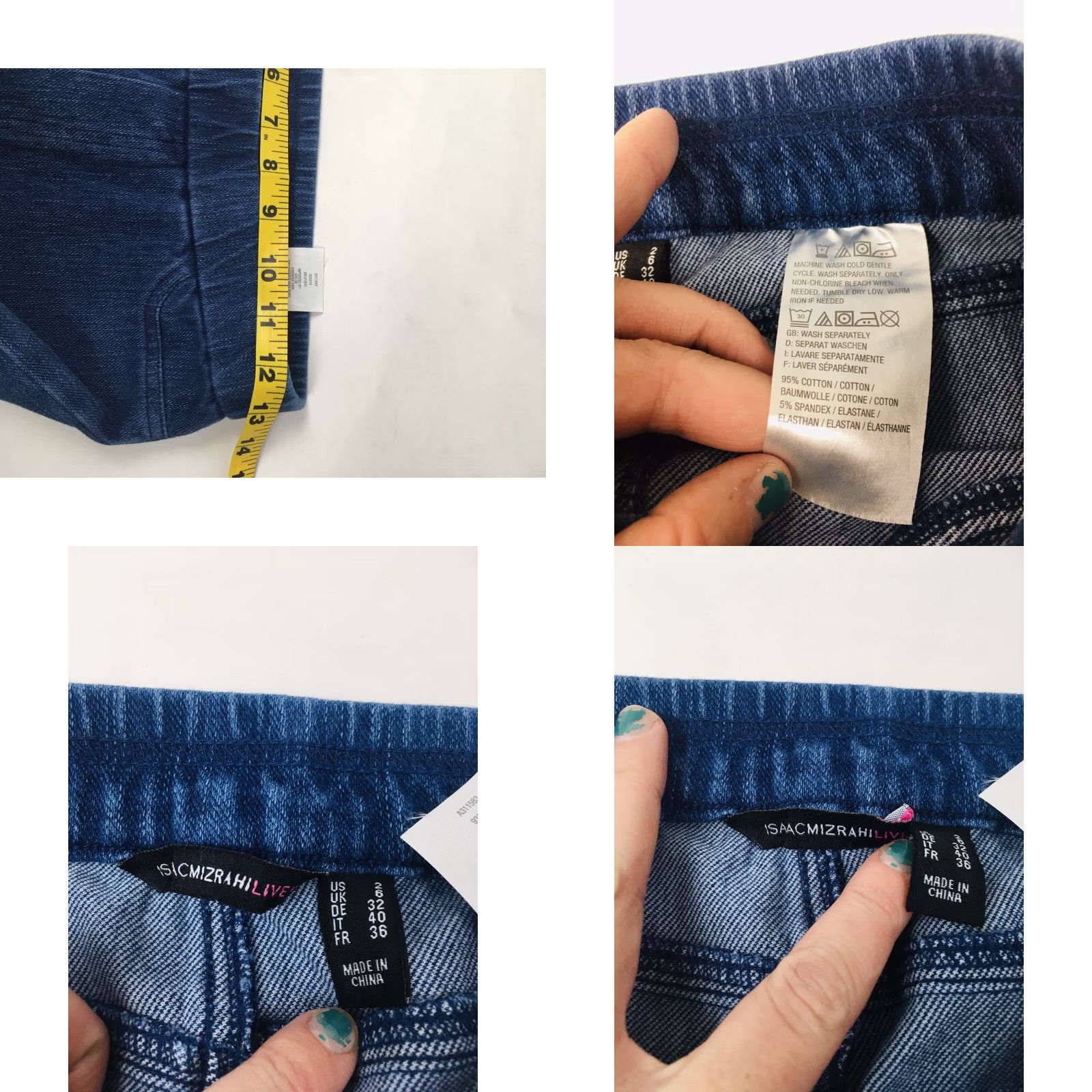 Isaac Mizrahi Isaac Mizrahi Live Jeans Women's Size 2 Slim Elastic Waist Blue Denim Raw Hem Knit 28in Inseam Womens Tailored Slimming Modern 90s? Size 26" / US 2 / IT 38 - 8 Thumbnail