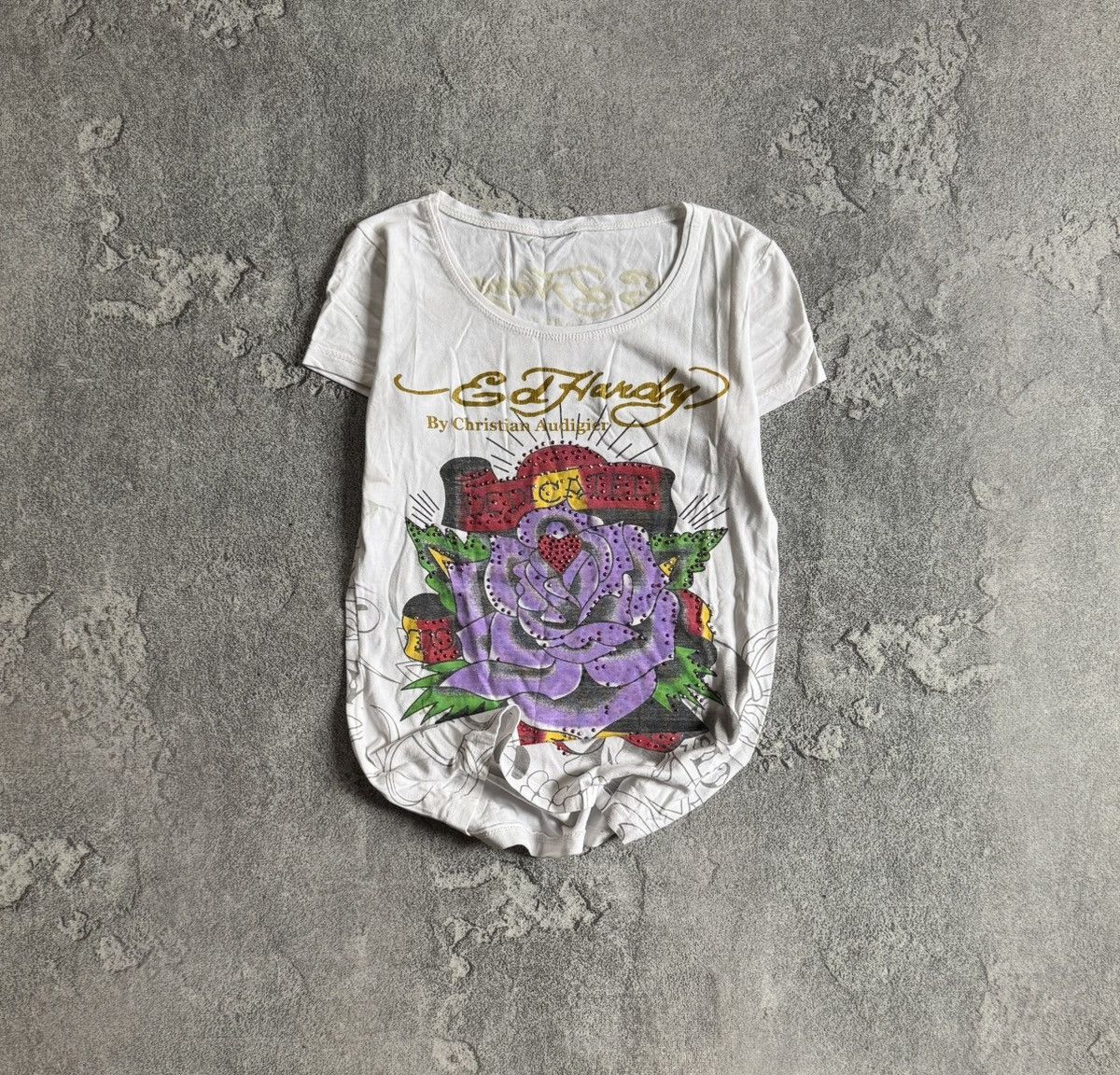 Ed Hardy Ed Hardy big logo rose 🌹 avantgarde y2k tee tshirt Size S / US 4 / IT 40 - 1 Thumbnail