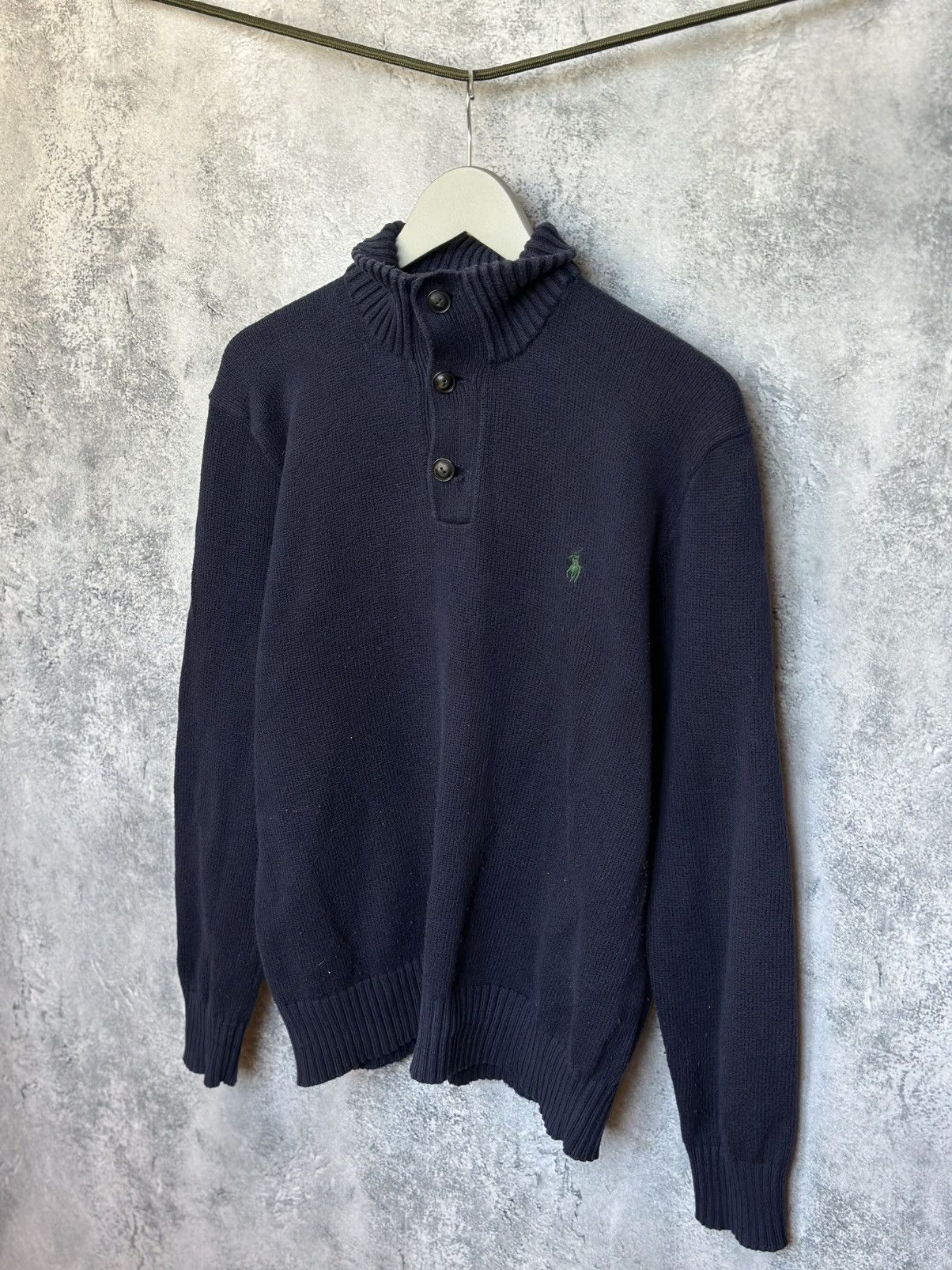Polo Ralph Lauren × Vintage Polo Ralph Lauren Vintage 1/4 Button Knit Sweater Navy LS Size US M / EU 48-50 / 2 - 1 Thumbnail
